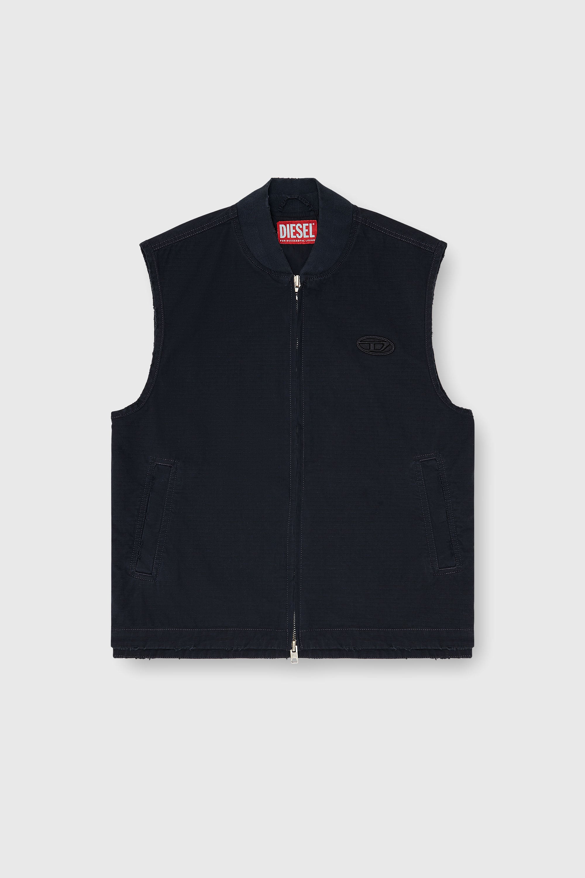 Diesel - J-TYPE-CO-SL, Herren Baumwoll-ripstop-Weste mit Oval D patch in Schwarz - 2