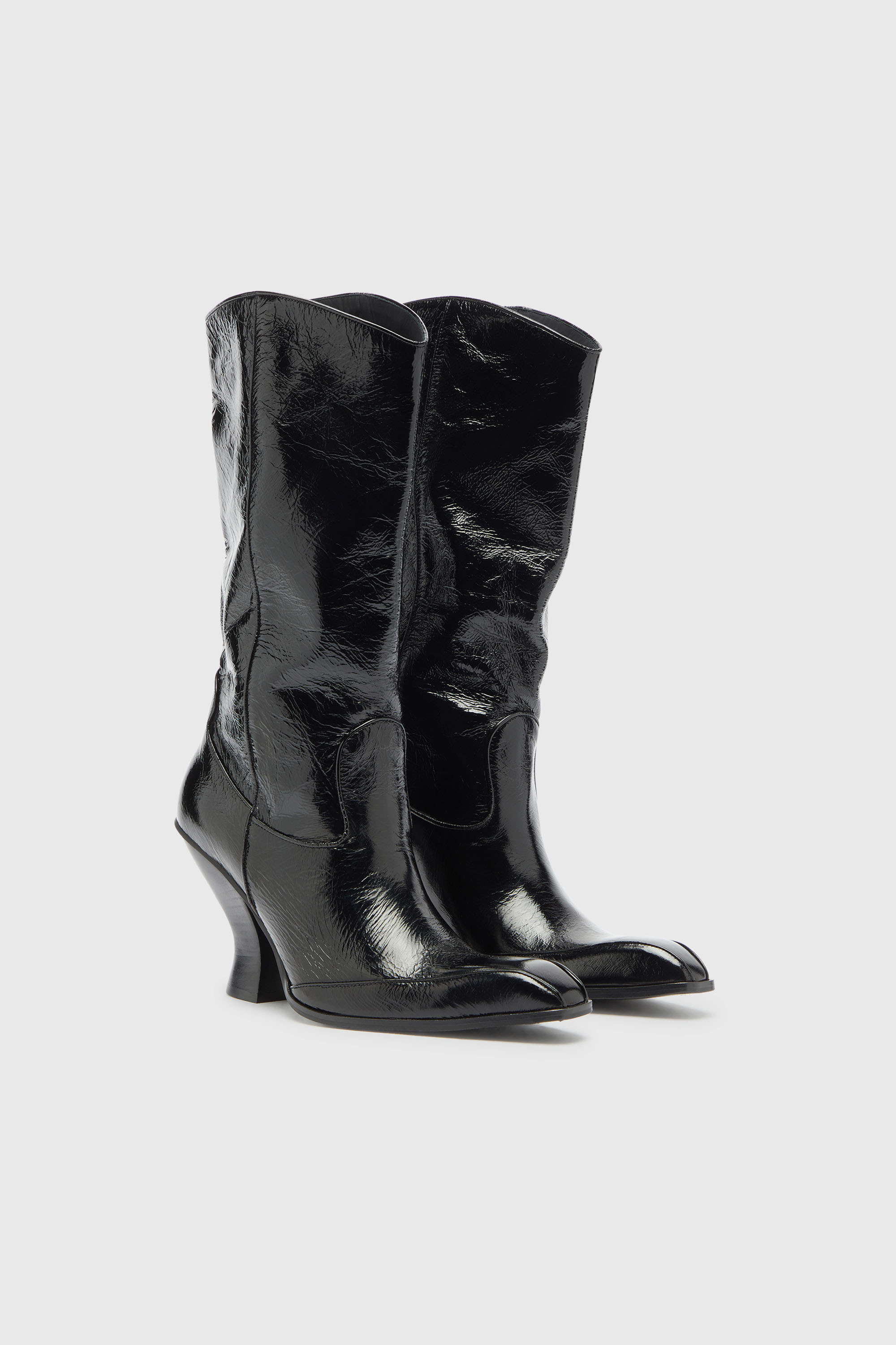 Diesel - D-LUFFY-75-TUBE, Damen D-Luffy - kniehohe Stiefel aus Lackleder in Schwarz - 2