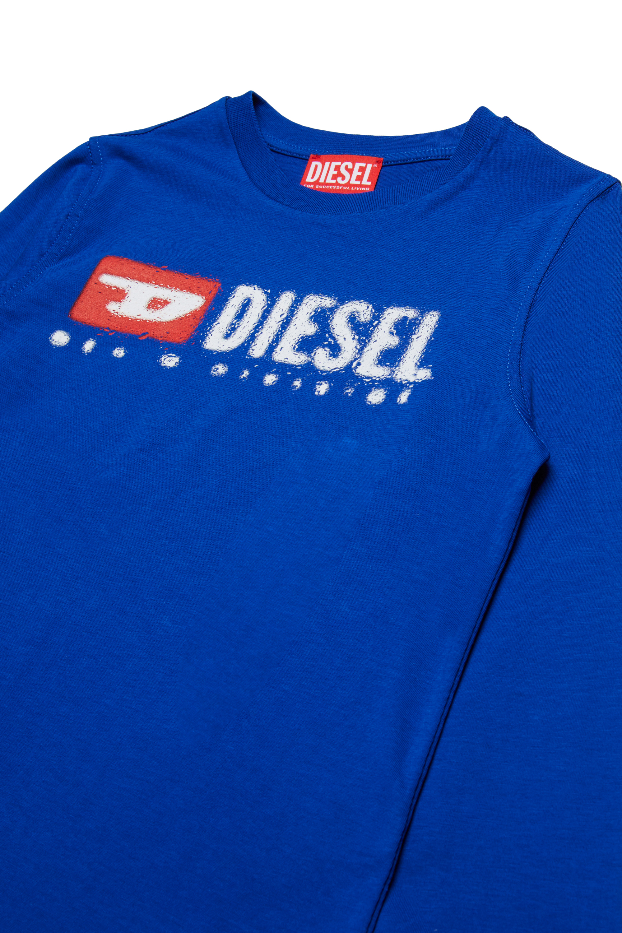 Diesel - TDROPS, Herren Rundhals-T-Shirt aus Baumwolle mit Logodruck in Blau - 3