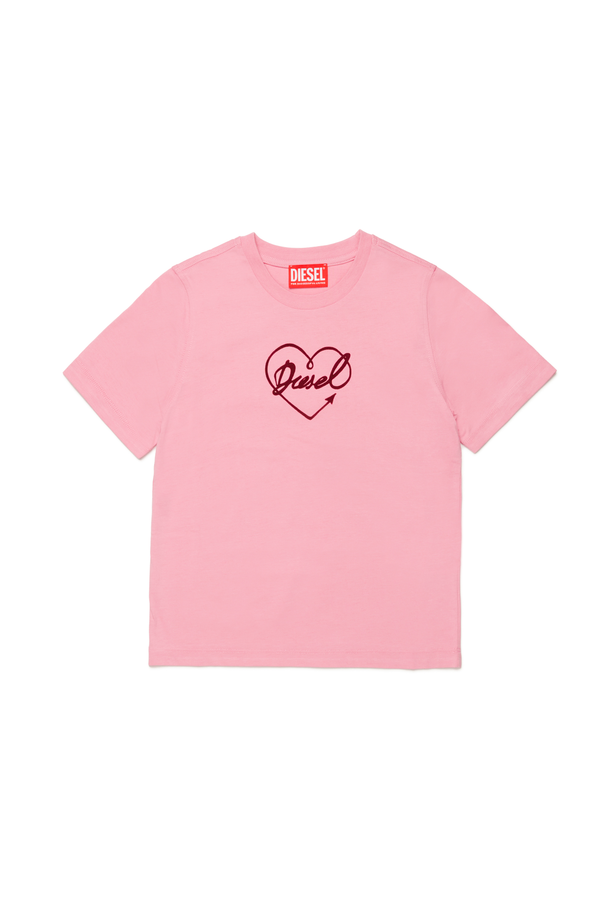 Diesel - TREGL4, Damen T-Shirt mit aufgeflocktem Logo-Herz in Rosa - 1