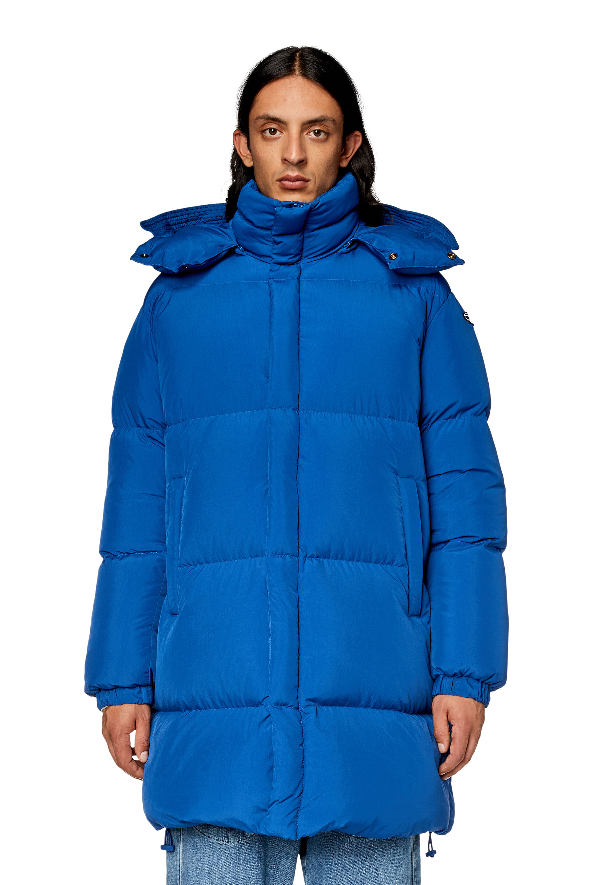 Diesel - W-ROLFYS-LONG, Herren Daunenmantel mit ViralOff® Ausstattung in Blau - 5