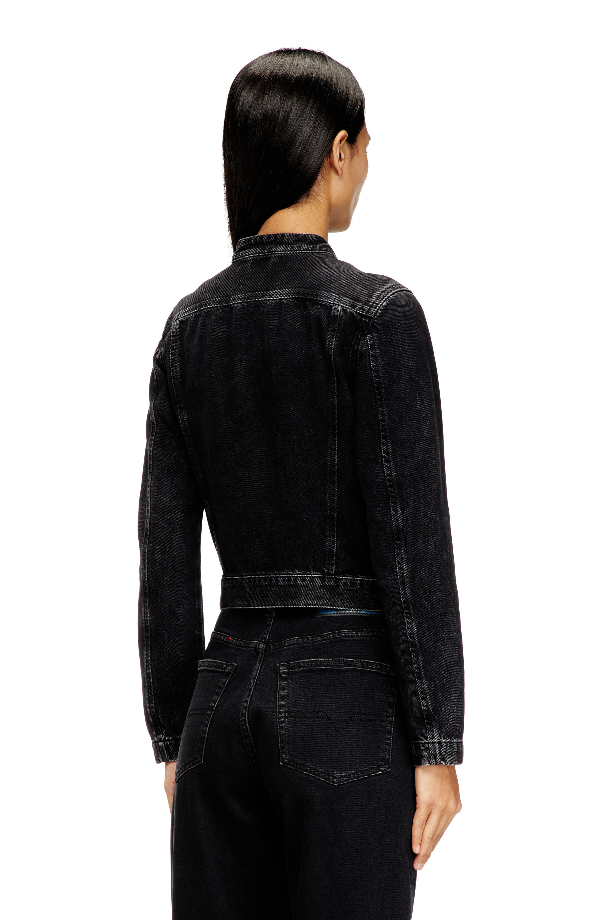 Diesel - DE-MORNIN, Damen Motorradjacke aus Denim in Clean-Wash-Denim in Schwarz - 4