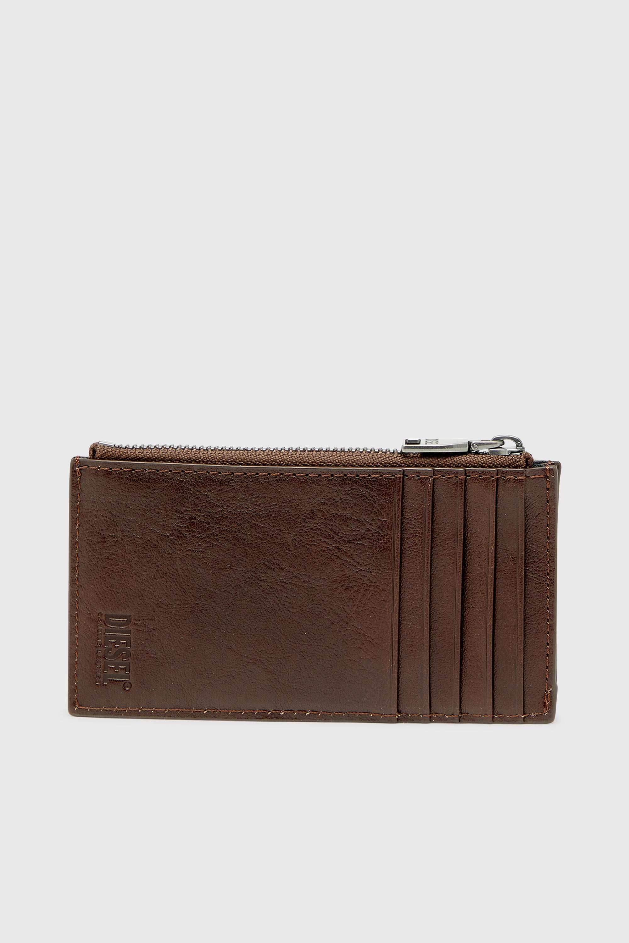 Diesel - FLAG-D CARD HOLDER III, Herren Leder-Kartenetui mit Rei&szlig;verschluss in Braun - 2
