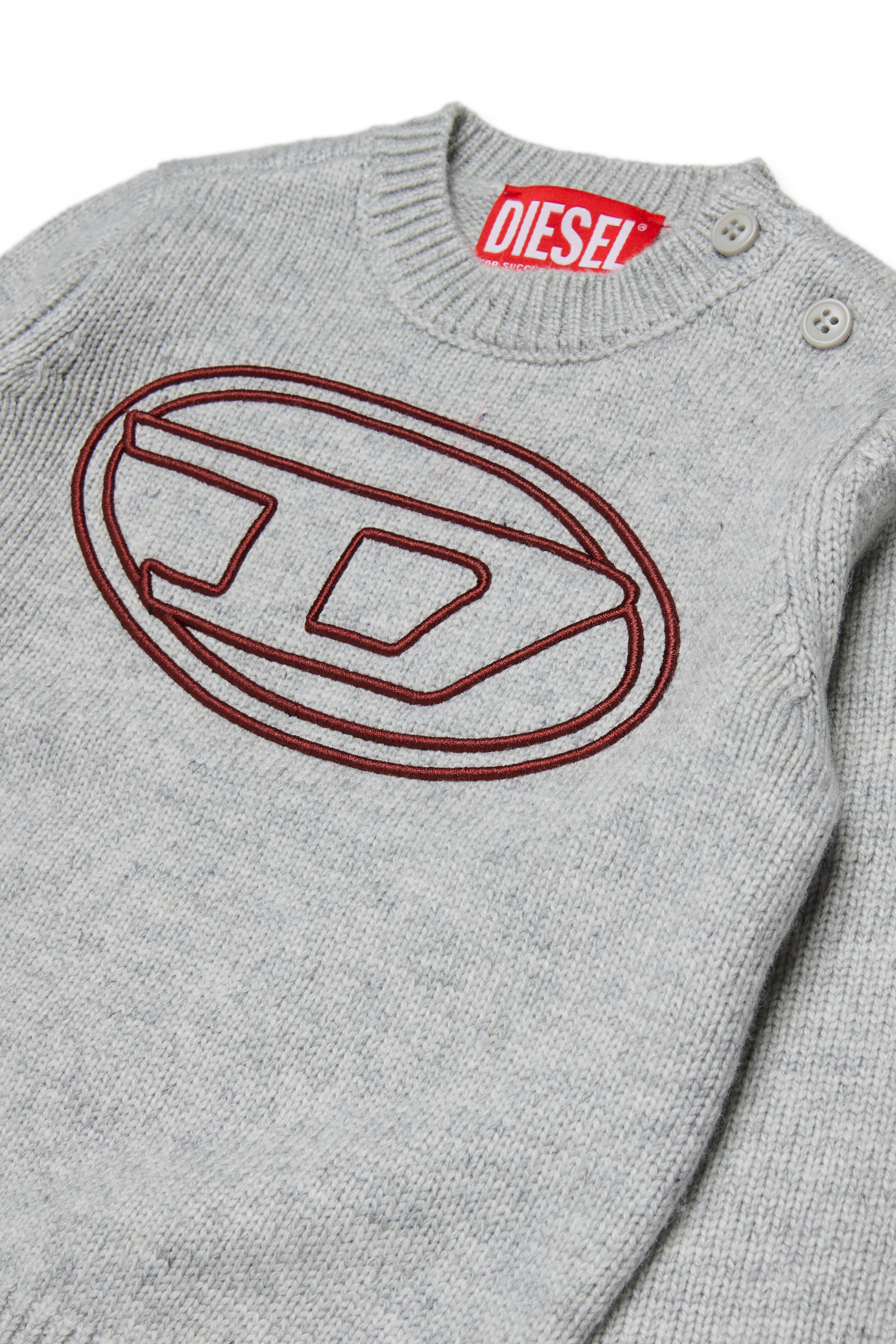 Diesel - KOMYB, Herren Pullover mit Kaschmiranteil und gro&szlig;em Oval D in Grau - 3