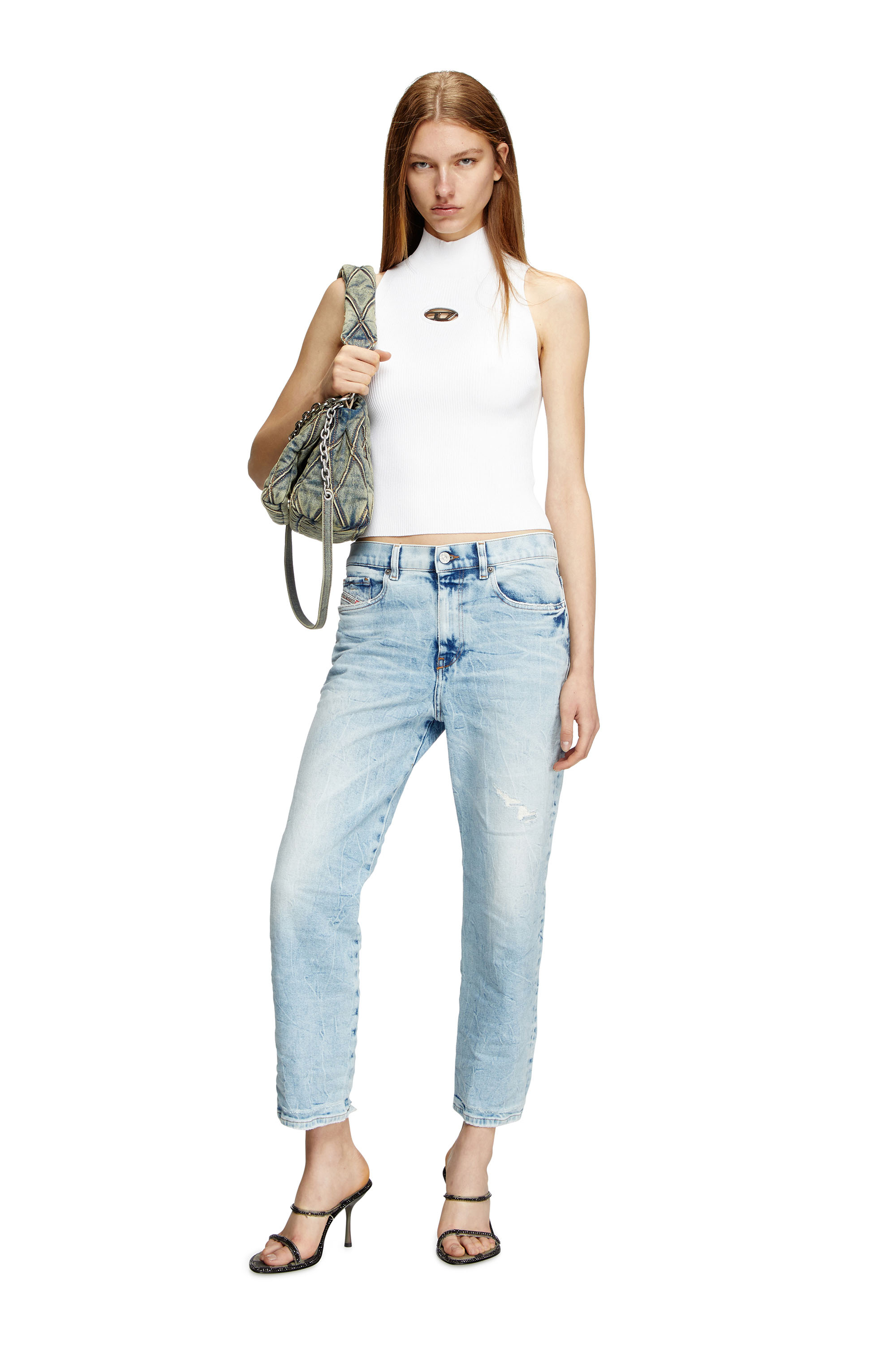 Diesel - M-ONERVAX-TOP, Damen Rollkragen-Top aus Rippstrick in Weiß - 1