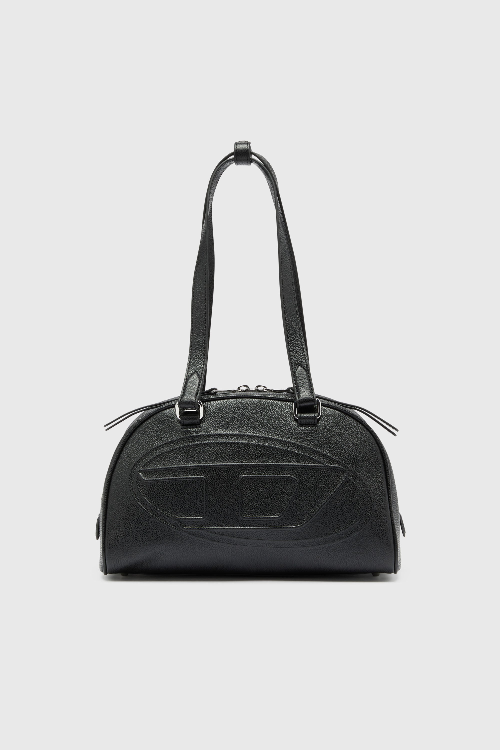 Diesel - 1DR DOME SHOULDER, Unisex 1DR Dome - Boston Bag aus Leder mit gepr&auml;gtem Logo in Schwarz - 1