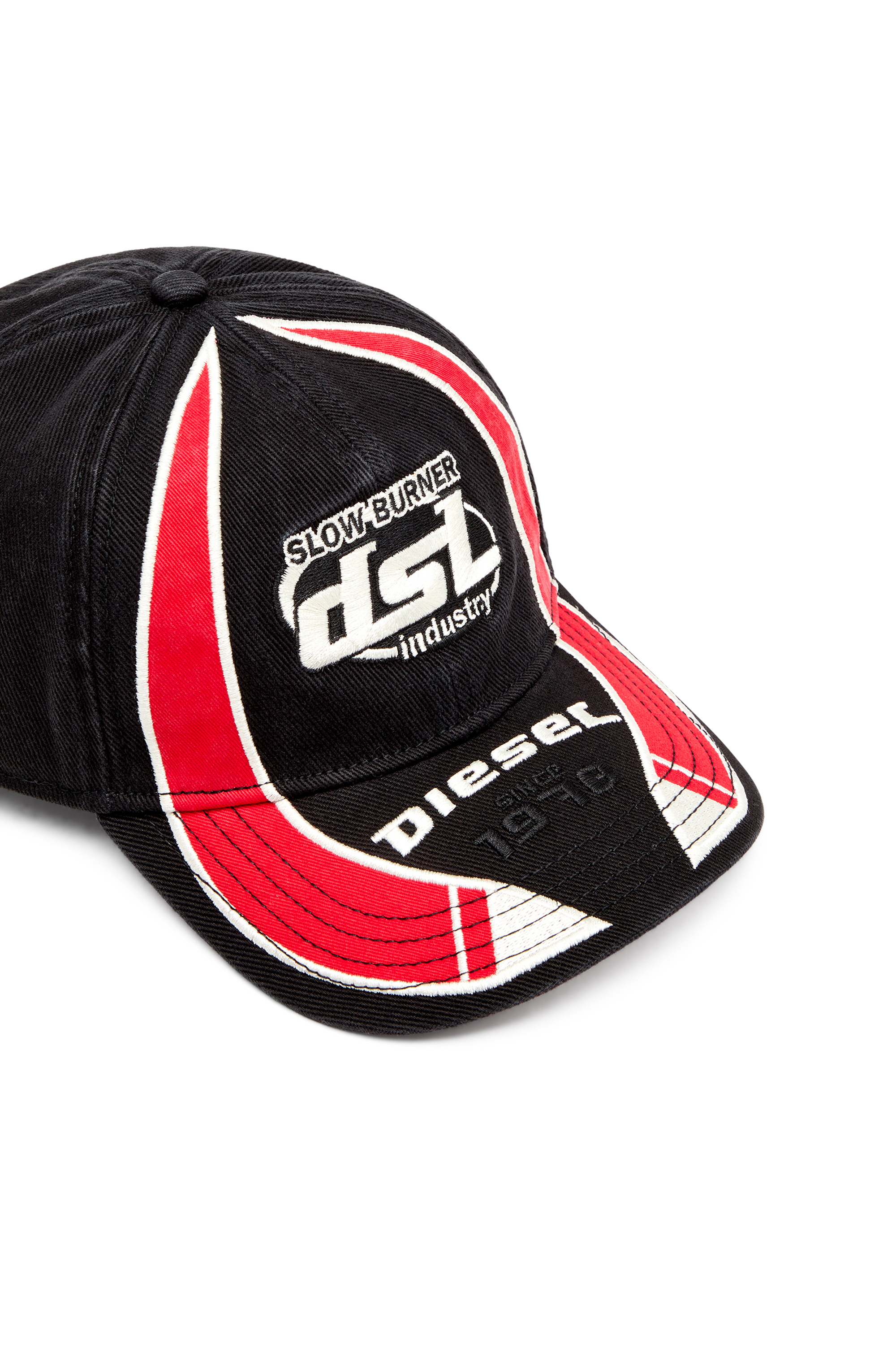 Diesel - C-ARSON, Herren Basecap mit gesticktem Detail in Schwarz/Rot - 4