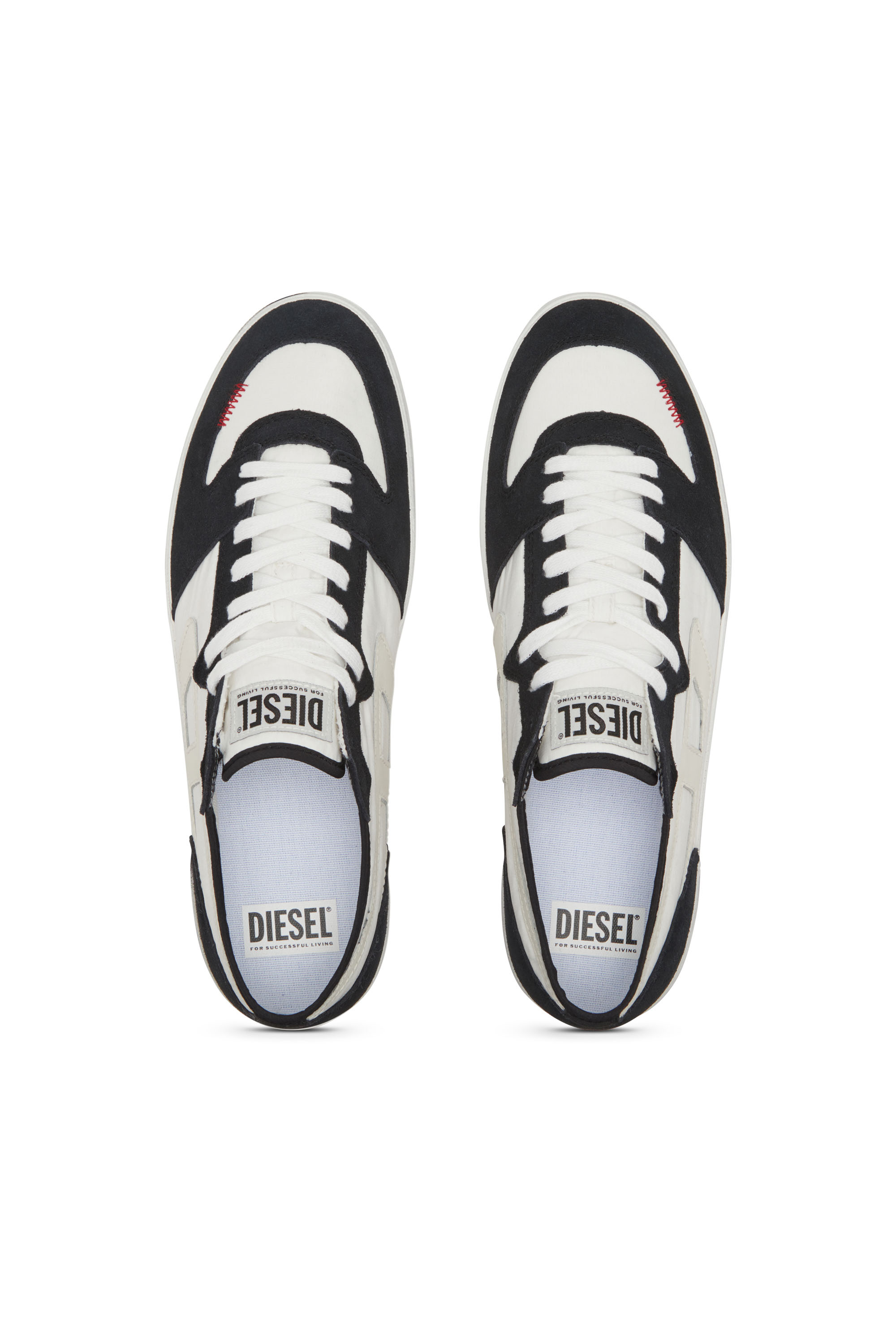 Diesel - S-LEROJI D-1 LOW, Herren Sneakers aus gepolstertem Ripstop und Veloursleder in Schwarz/Weiss - 6