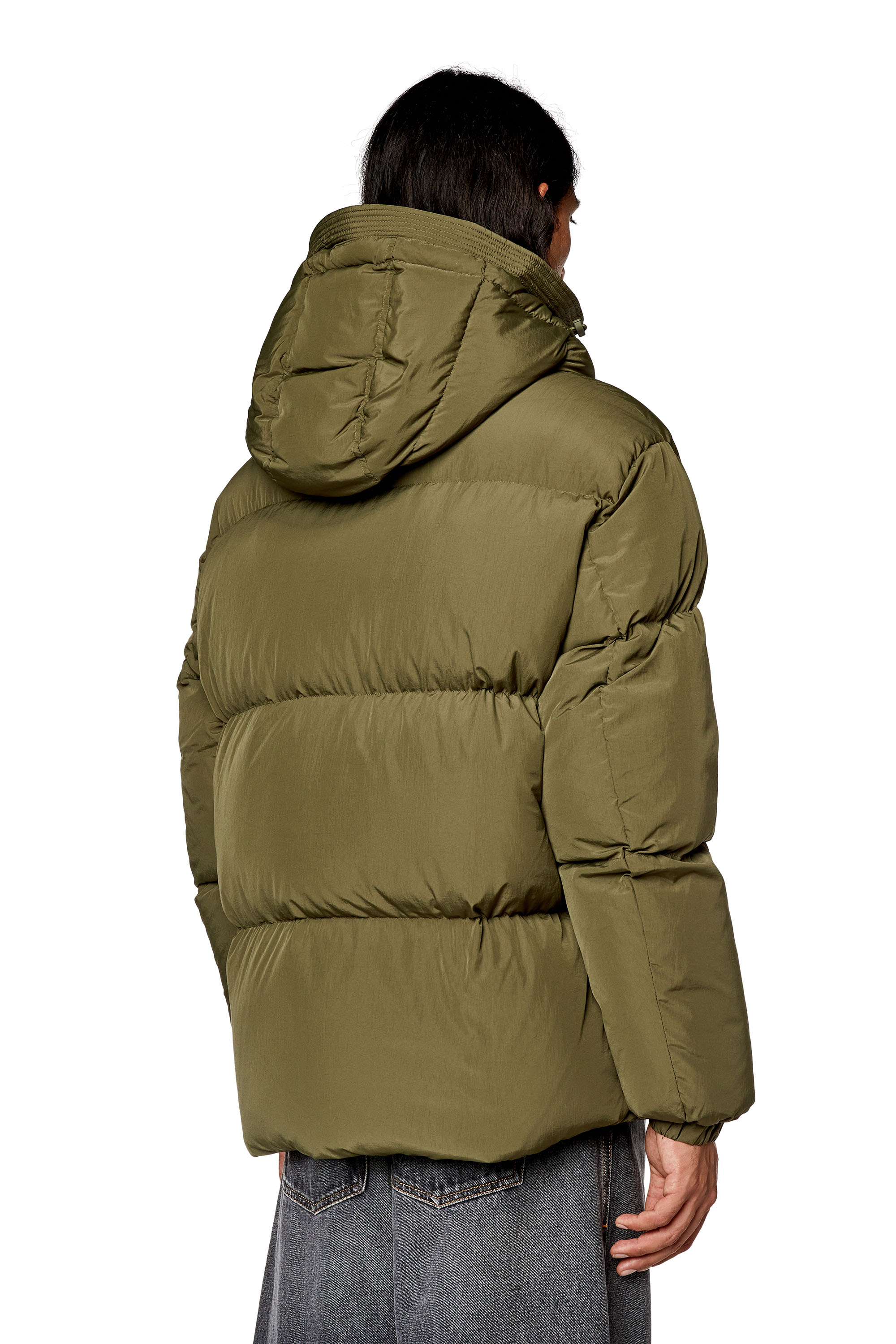 Diesel - W-ROLFYS, Herren Daunenjacke aus Recycling-Nylon-Taslan in Olivgrün - 4