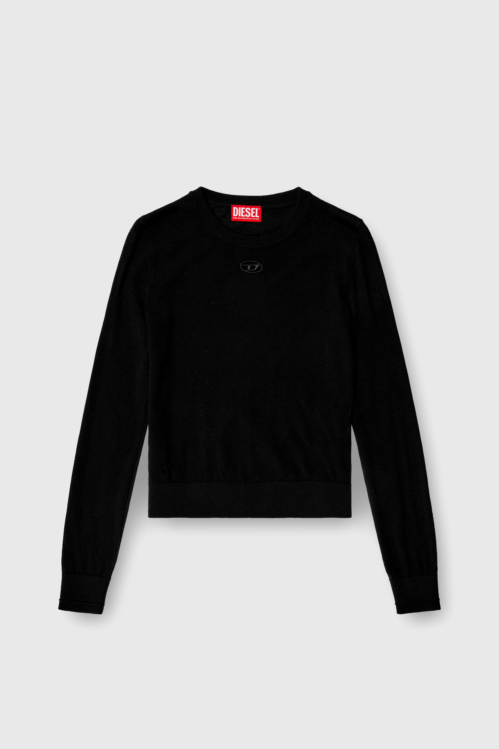 Diesel - M-ALINESA, Damen Pullover aus Wolle mit Cut-out-Logo in Schwarz - 2
