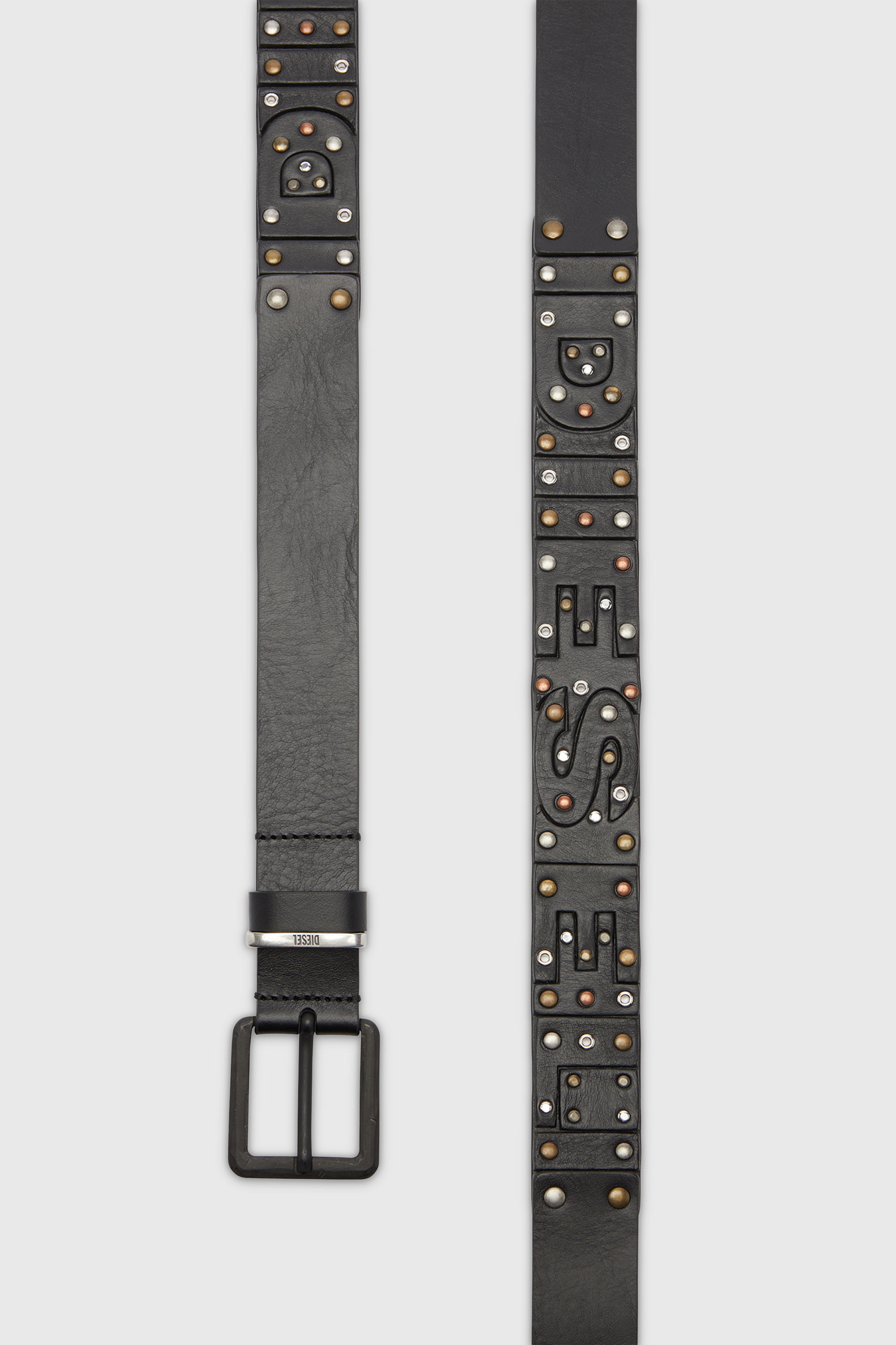 Diesel - B-DSL RIVETS, Unisex 4 cm Lederg&uuml;rtel mit Nieten und Studs in Schwarz - 2