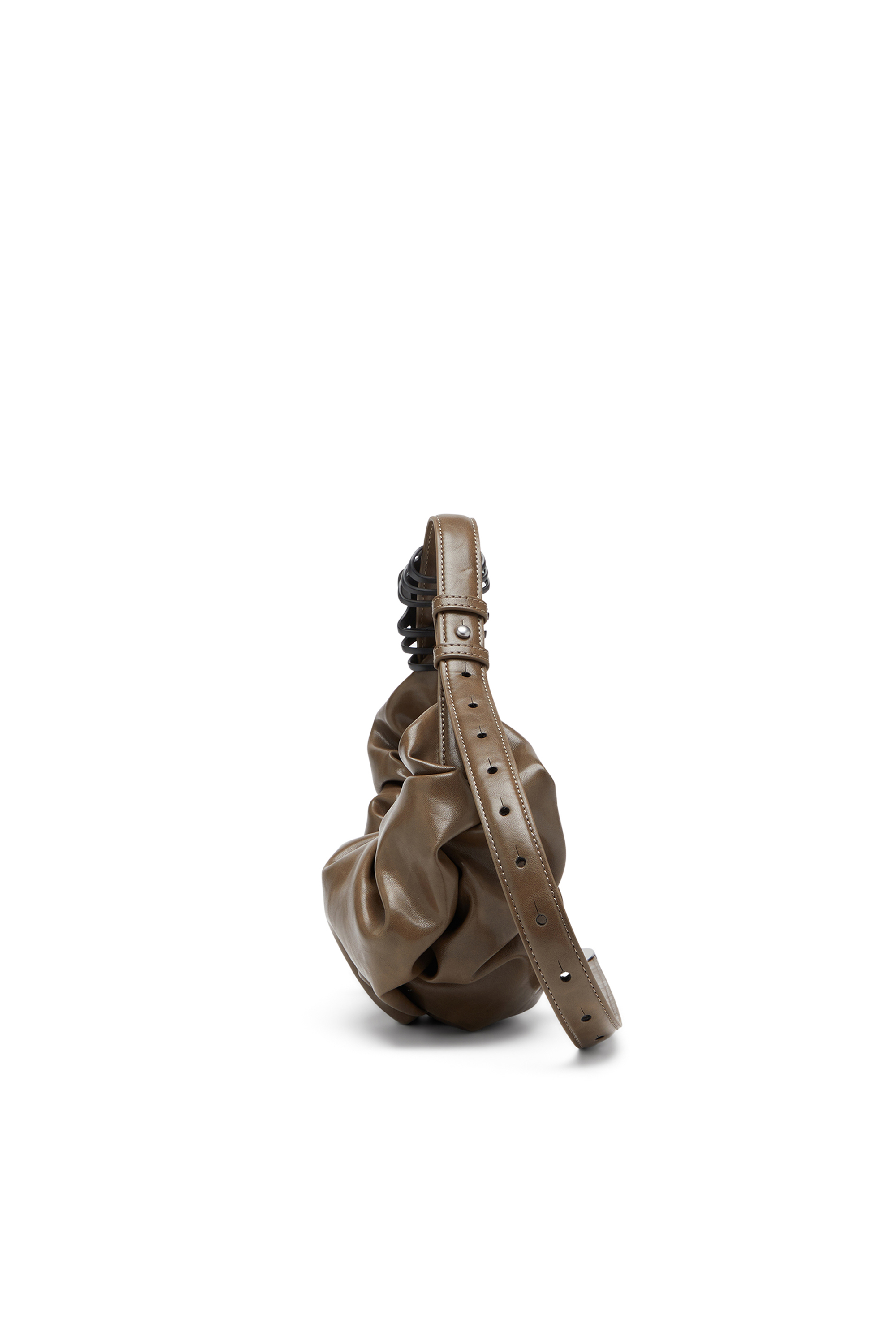 Diesel - GRAB-D HOBO S, Damen Grab-D-Gl&auml;nzende Hobo-Tasche mit G&uuml;rtelriemen in Braun - 4