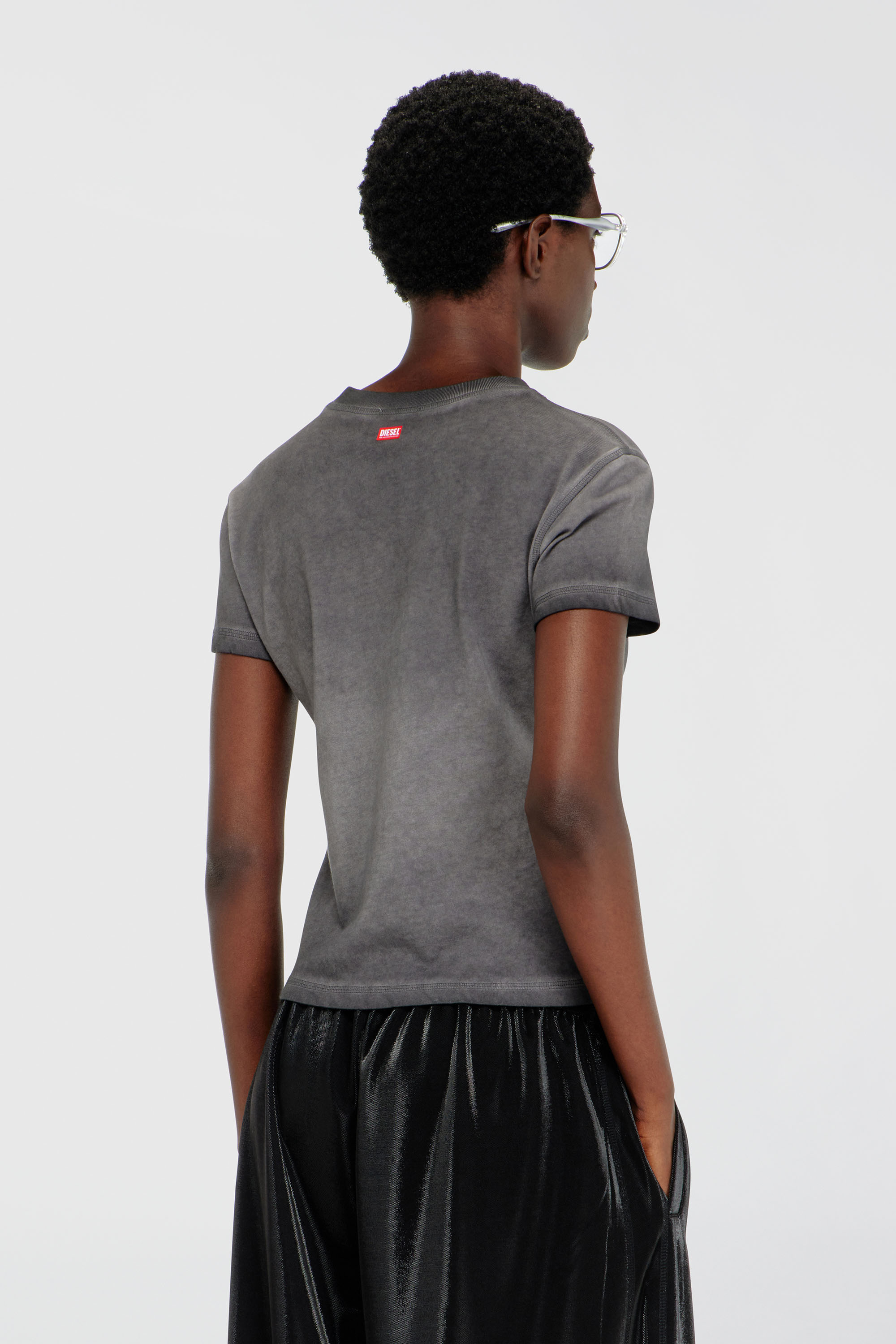 Diesel - T-ILA-AA7, Damen Slim T-shirt mit d&eacute;vor&eacute; Phoenix in Dunkelgrau - 4