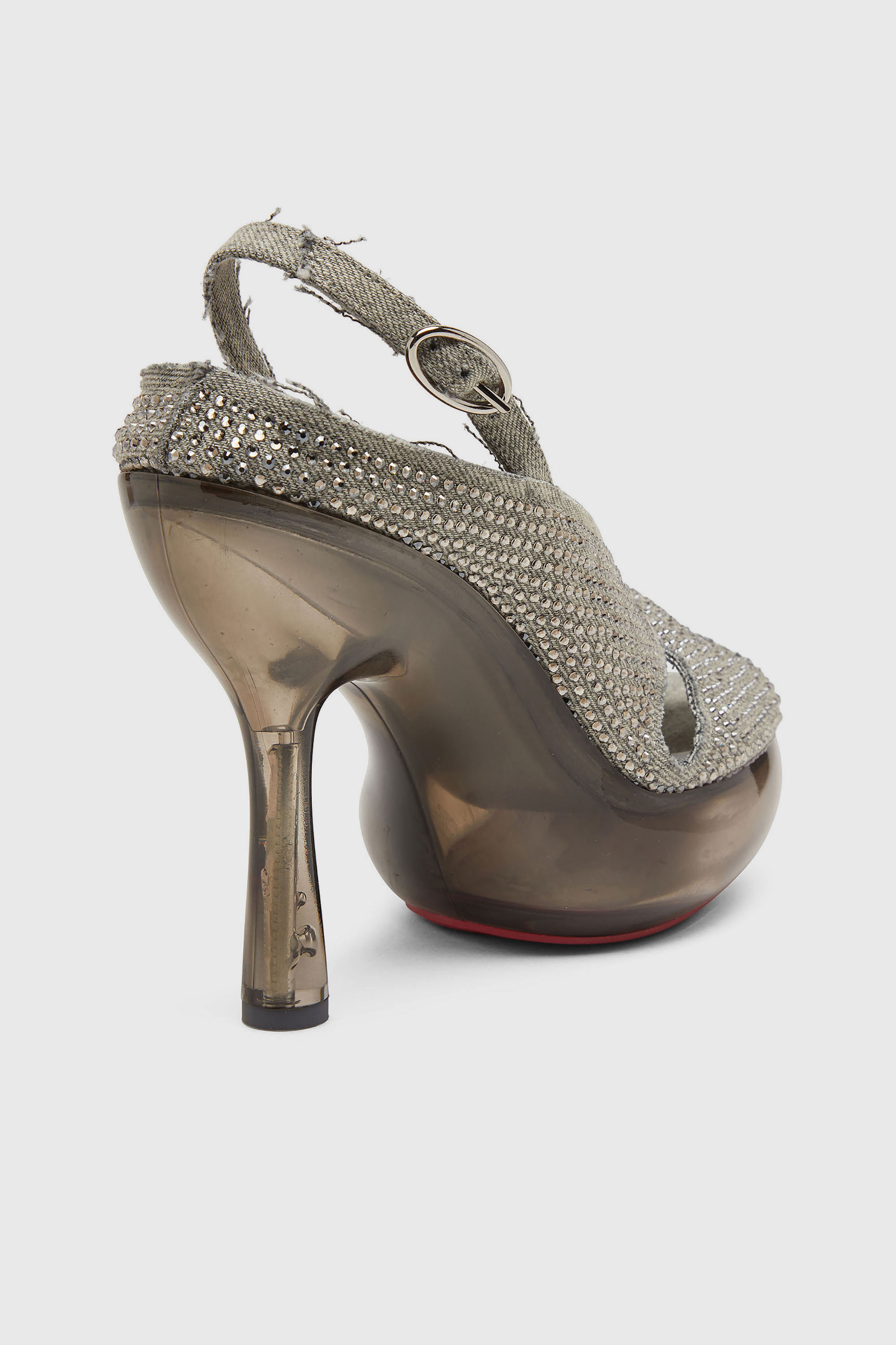 Diesel - D-LAKE PLATFORM SDL, Damen D-Lake-Sandaletten aus Kristalldenim und Plexiglas in Grau - 5
