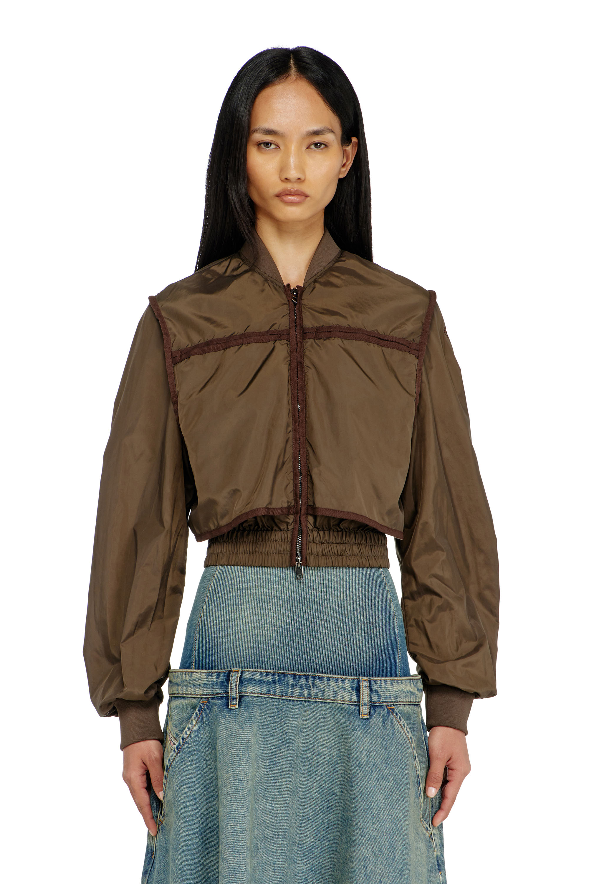 Diesel - G-OTHAM, Damen Nylonjacke mit tonalem Tape in Braun - 5