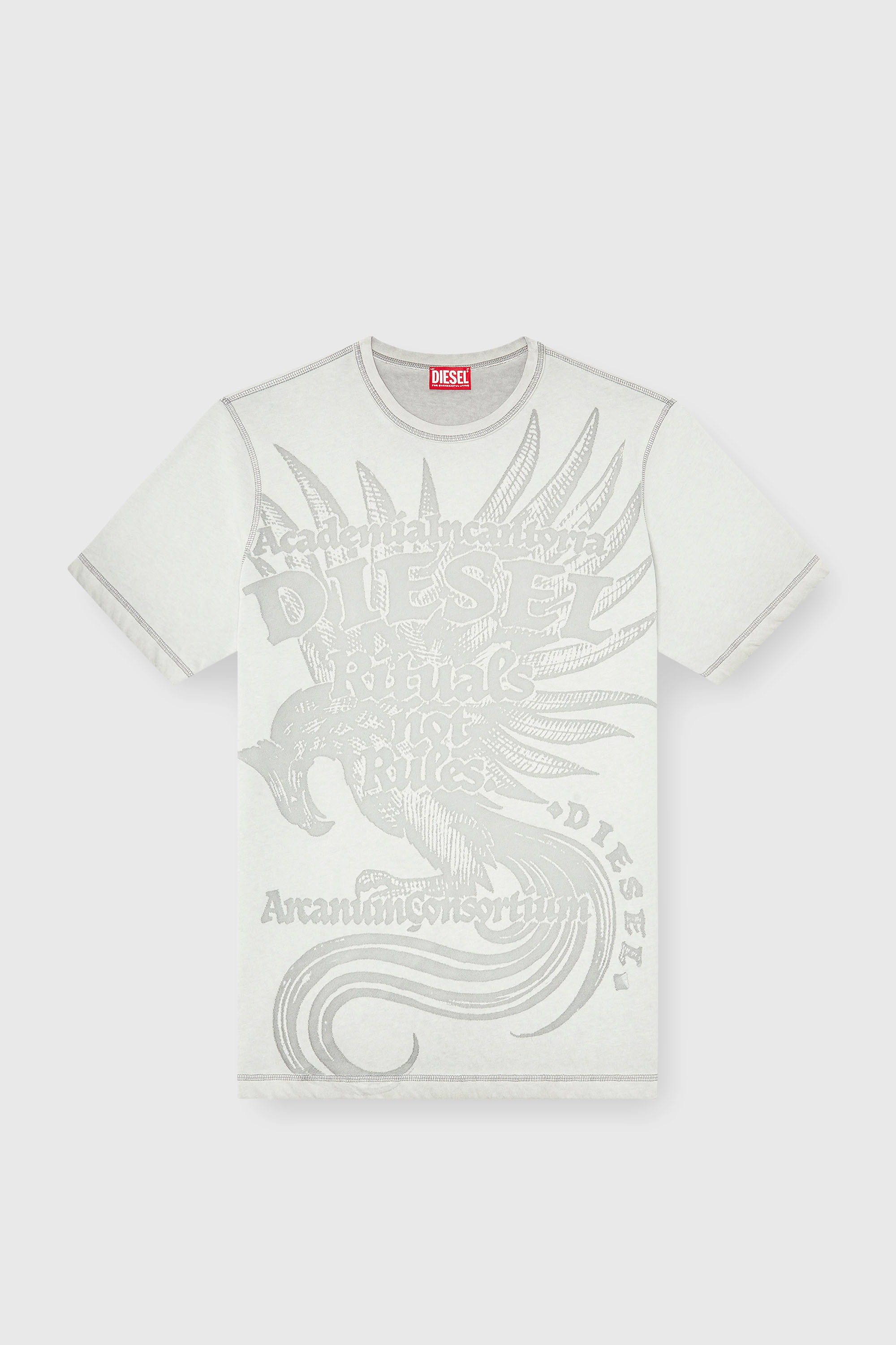 Diesel - T-RAWJUST-AA1, Herren Jersey-T-Shirt mit gepr&auml;gtem Motiv in Hellgrau - 2