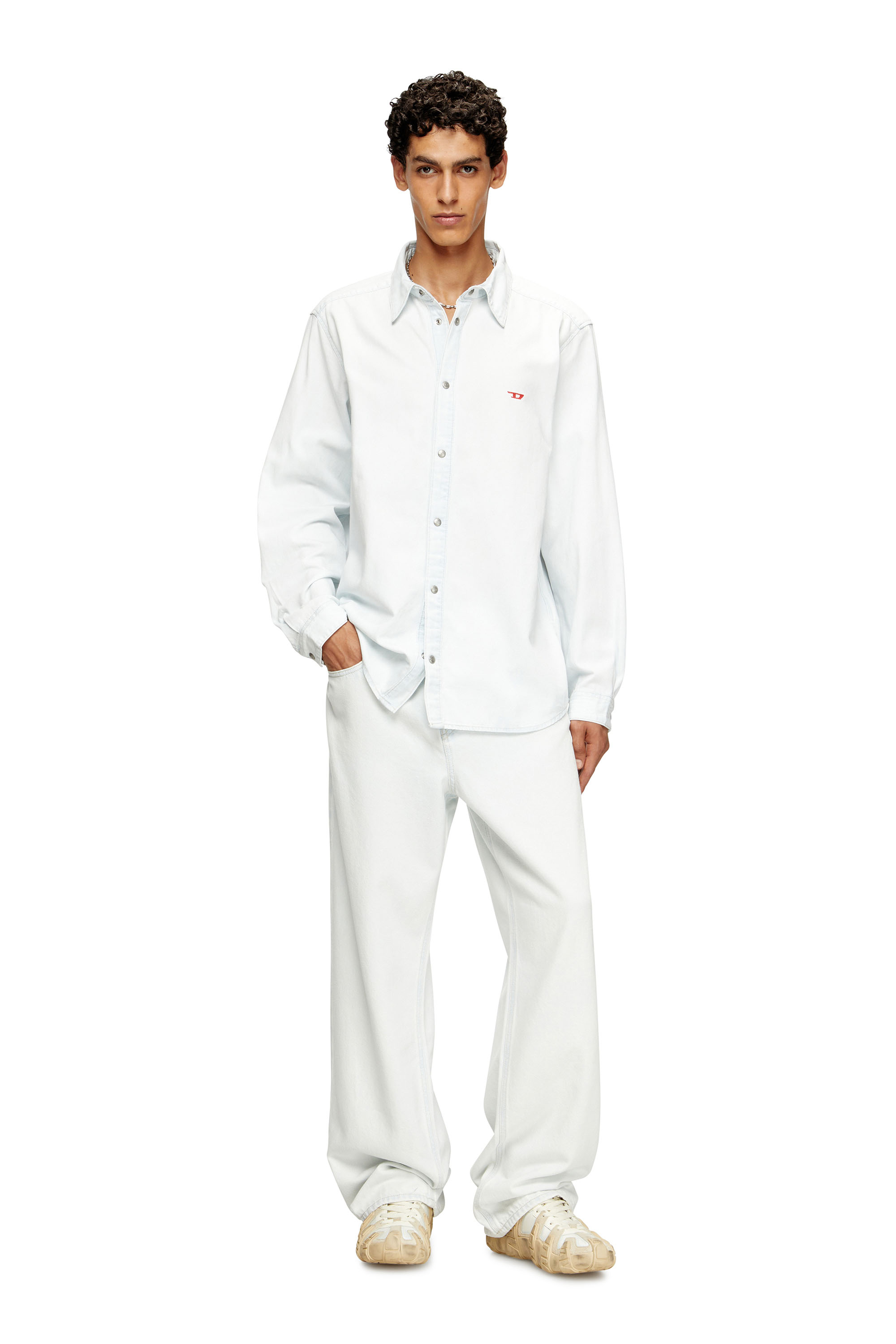 Diesel - D-SIMPLY, Herren Shirt aus Denim mit Bleich-Effekt in Hellblau - 1