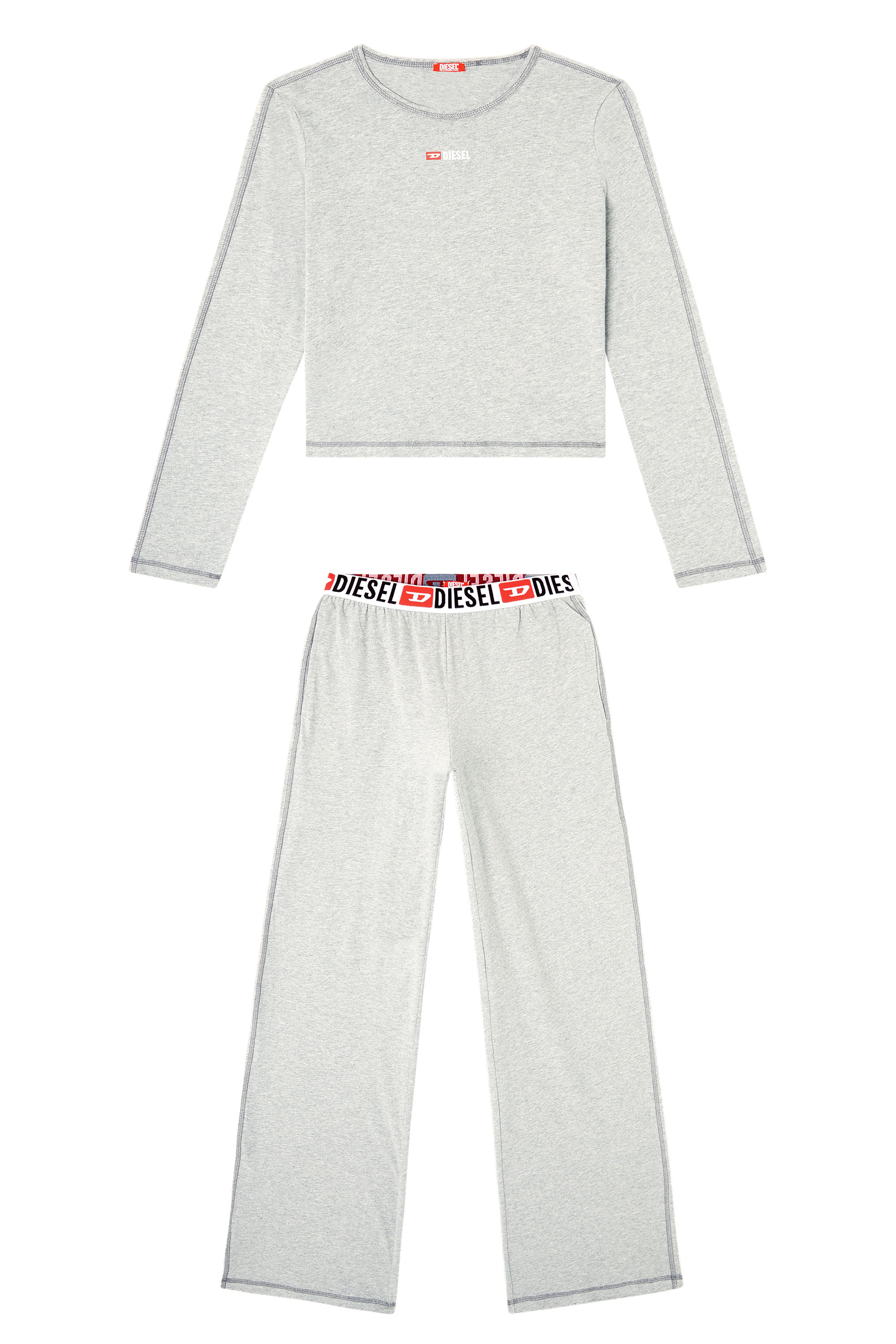 Diesel - SET-GILDA-D-CORE, Damen Pyjamas aus Stretch-Baumwolle in Hellgrau - 4