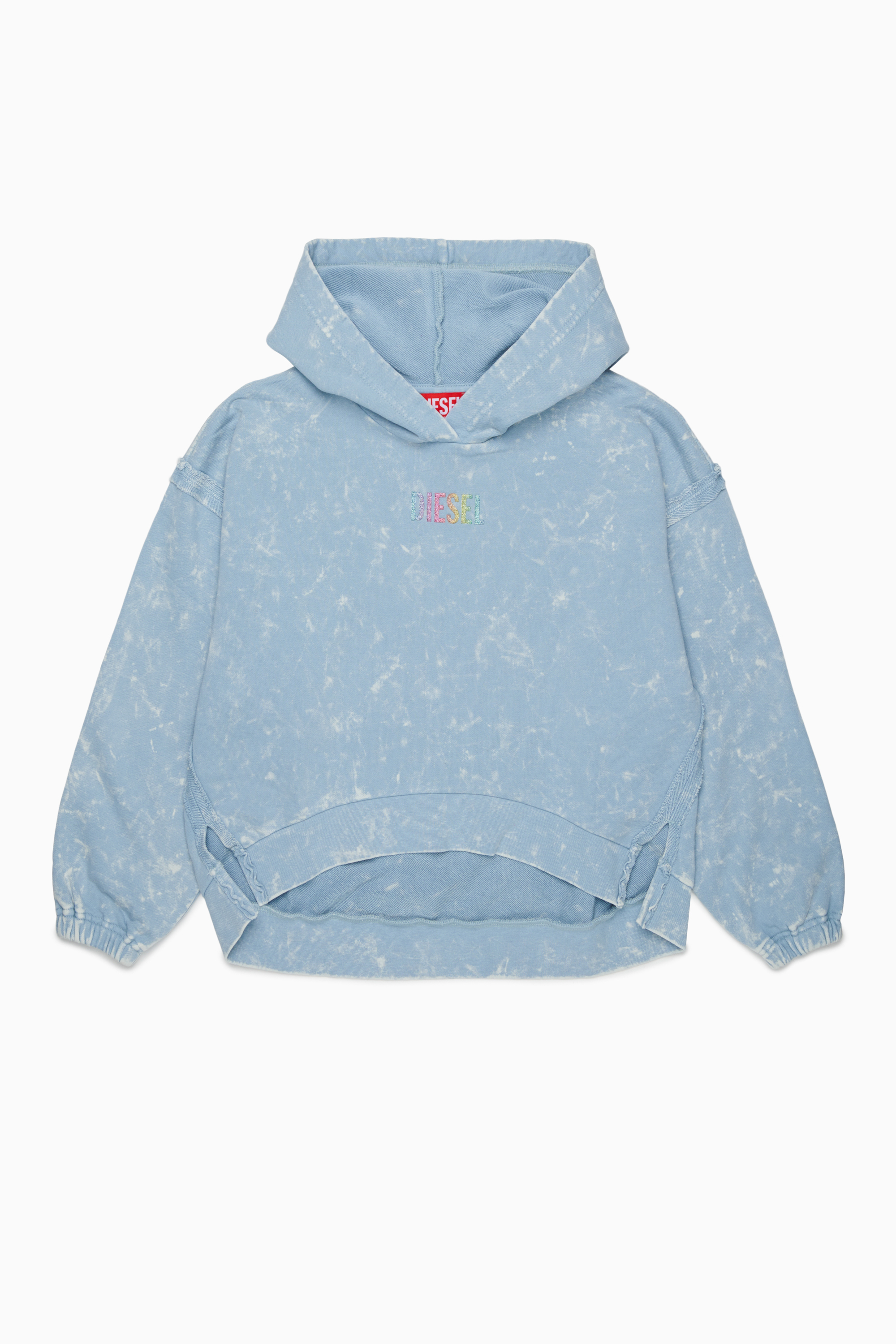 Diesel - SLOXY, Damen Kapuzenpullover mit Tie-dye-Effekt und Rainbow-Logo in Hellblau - 1