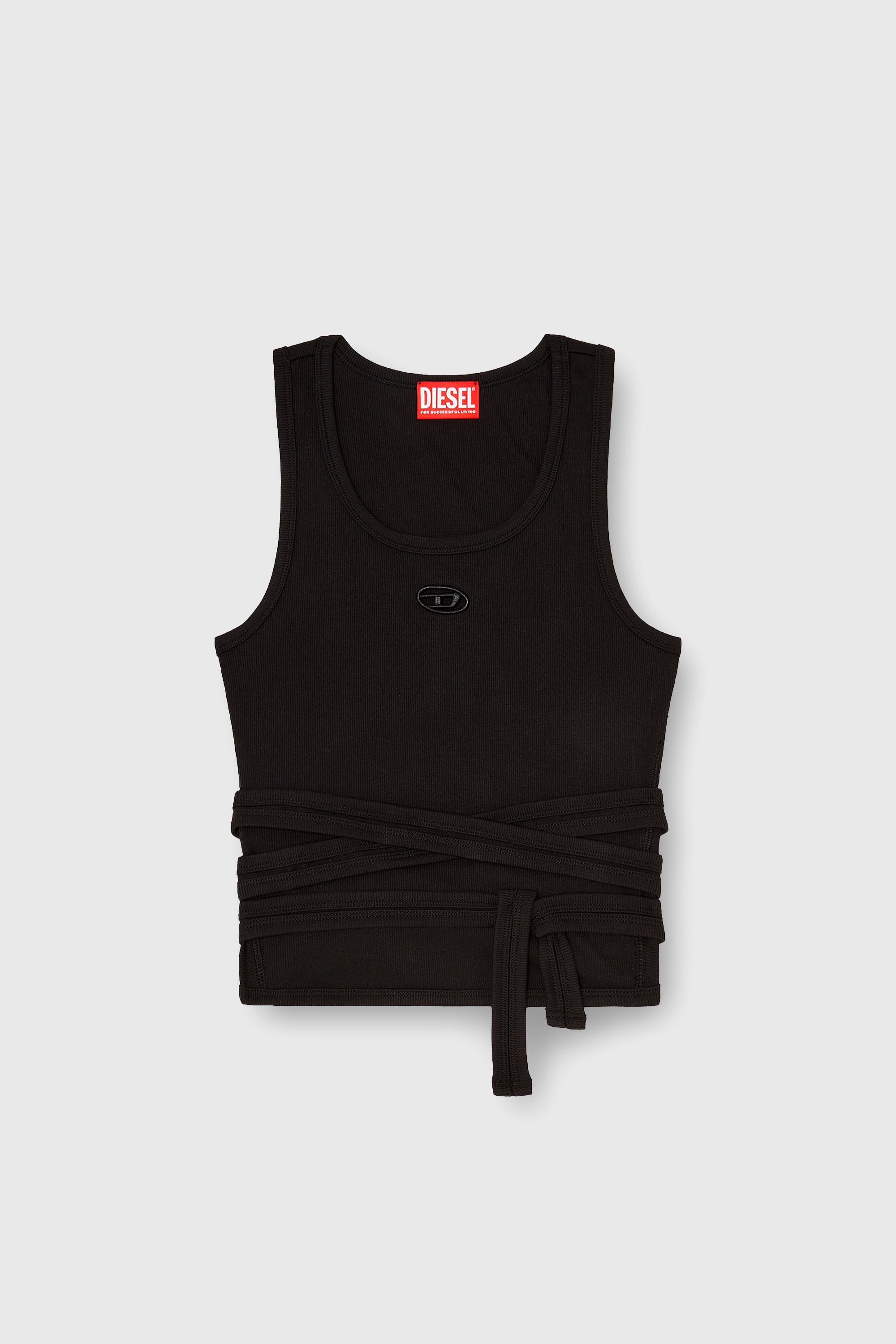 Diesel - T-ANKY-TAIL-S1, Damen Crop-Top mit Wickelschn&uuml;ren in Schwarz - 2