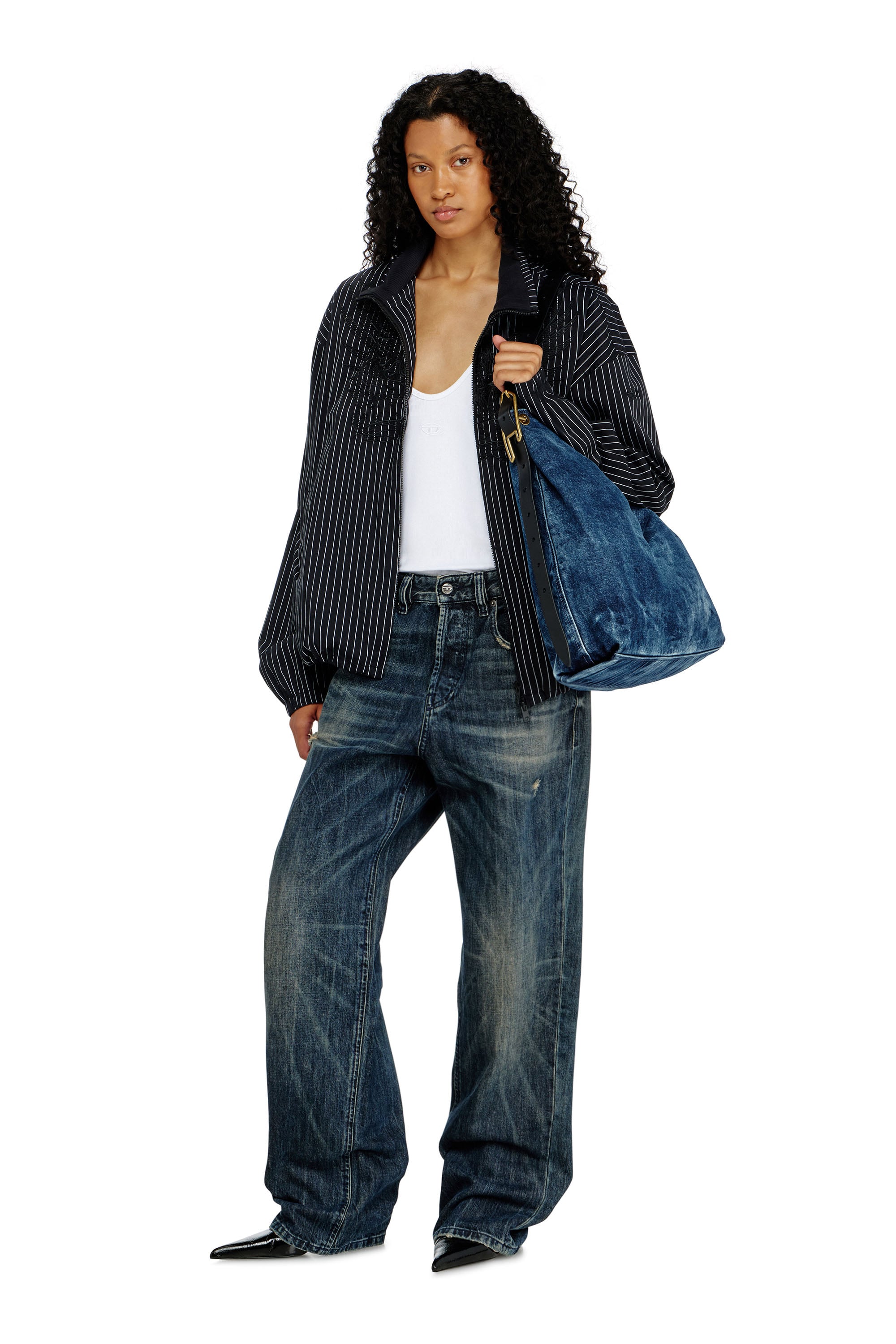 Diesel - D-LINE HOBO L, Damen D-Line-Denim Hobo-Tasche in Mittelblau - 2