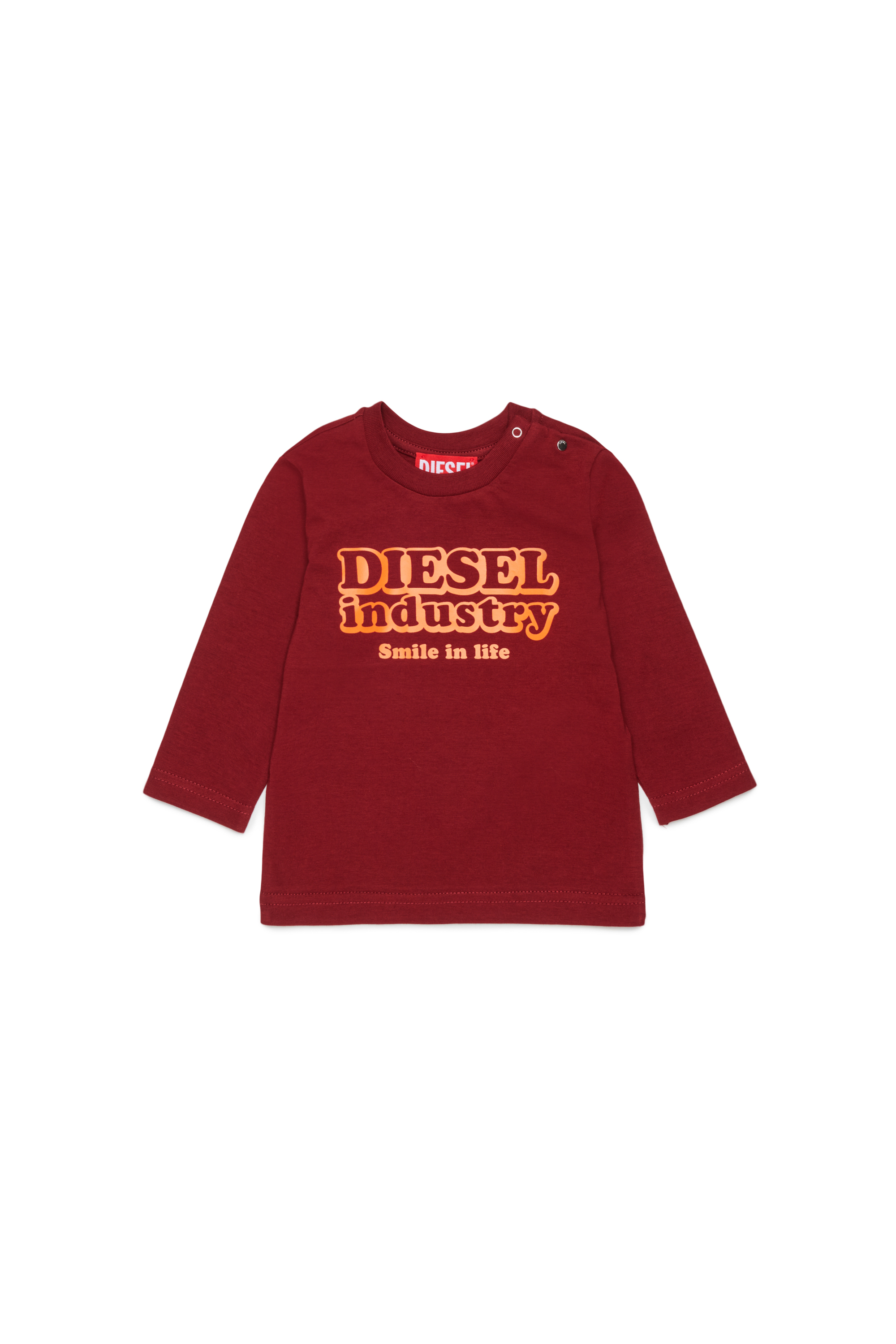 Diesel - TLODIMB, Herren Langarm-T-Shirt mit Diesel Industry Print in Rot - 1