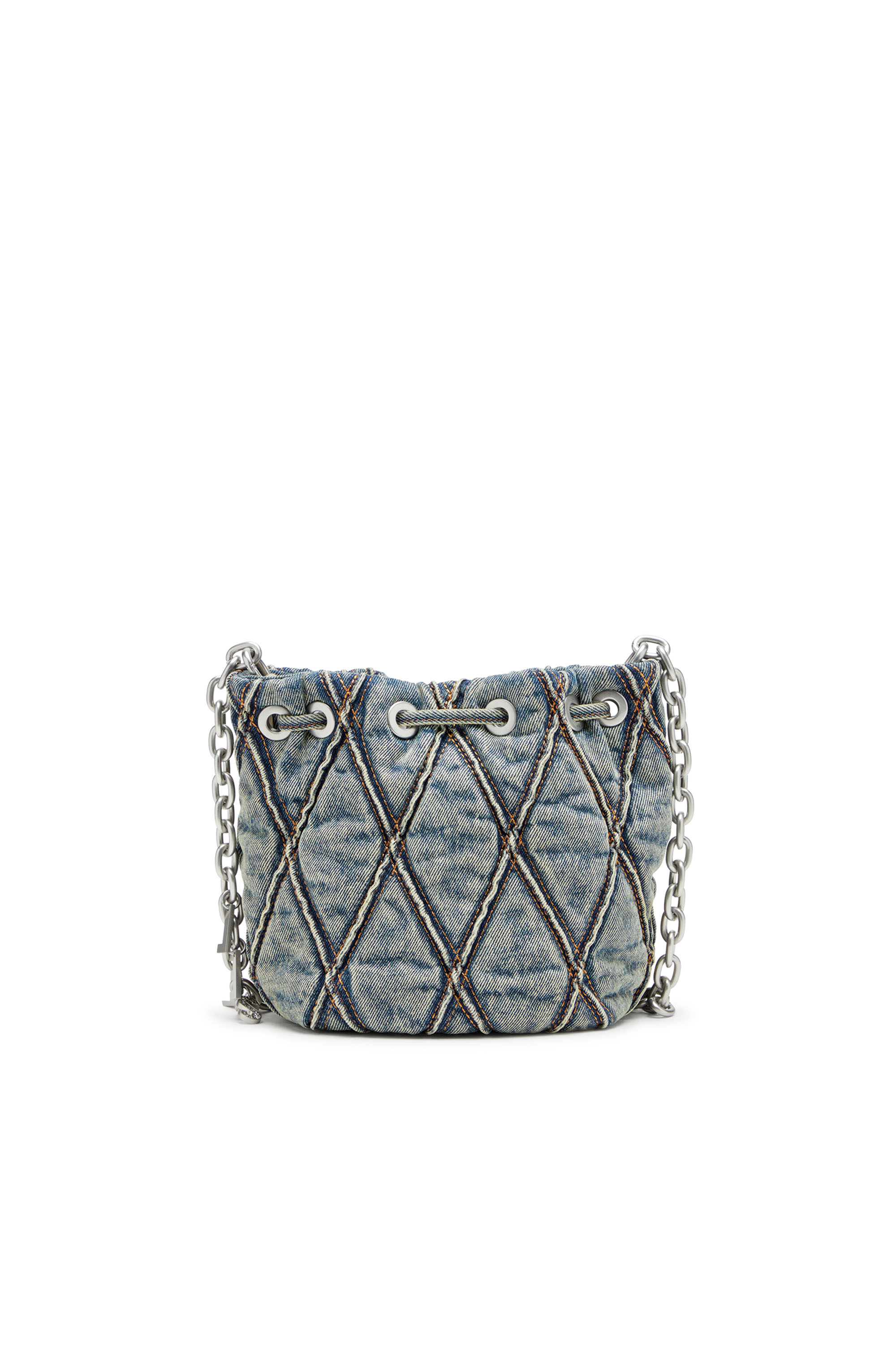 Diesel - CHARM-D BUCKET S, Damen Charm-D S-Mini-Beuteltasche aus gestepptem Argyle-Denim in Blau - 3