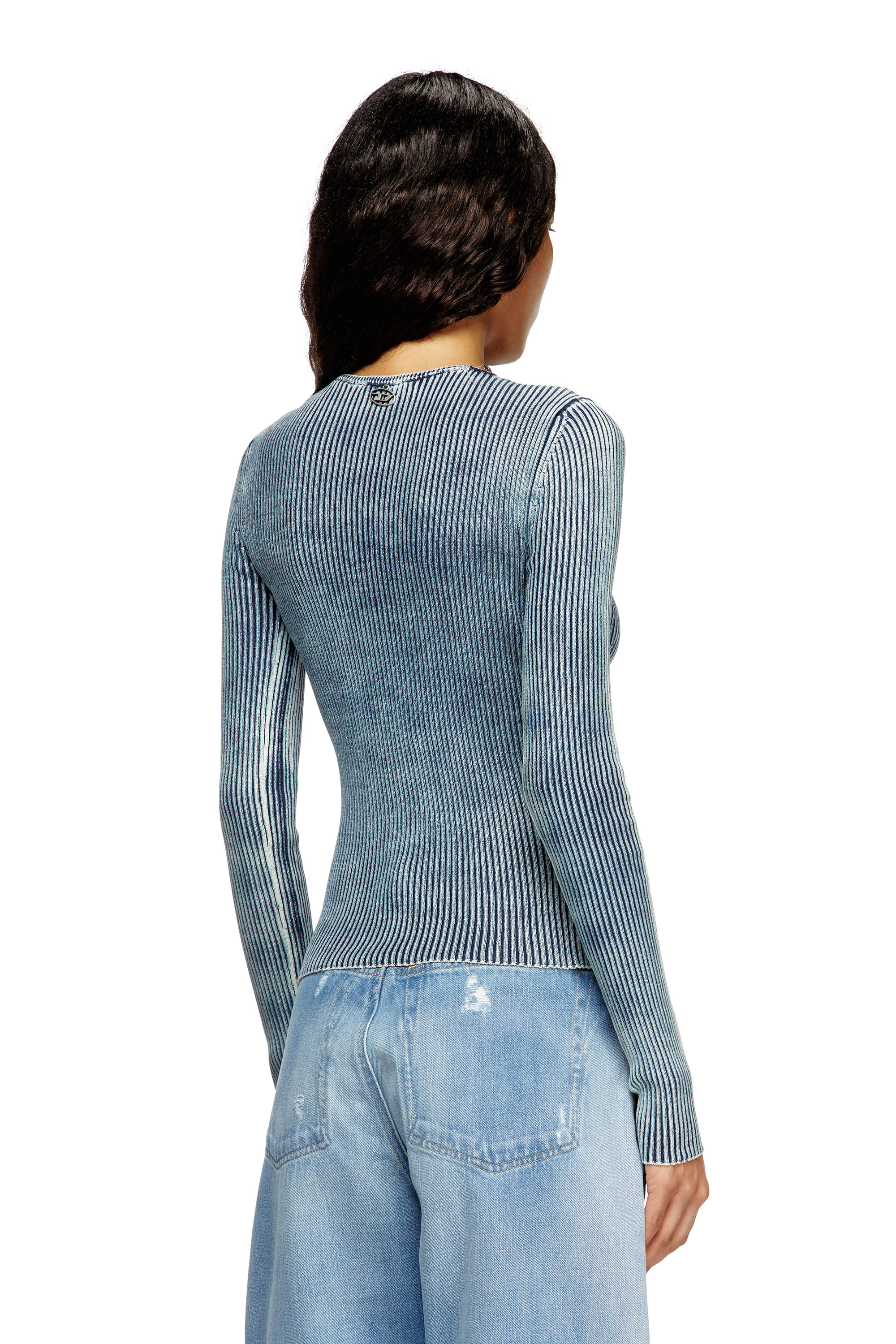 Diesel - M-MILMO, Damen Pullover aus Denim mit Glanzeffekt in Blau - 4
