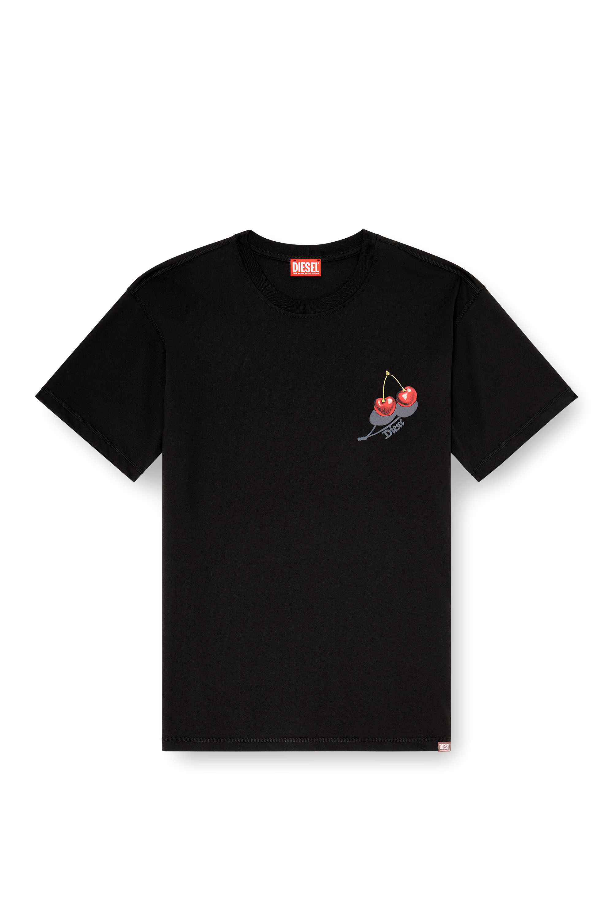 Diesel - SV-T-NORM-CHER, Unisex Baumwoll-T-Shirt mit Kirschmotiv in Schwarz - 4