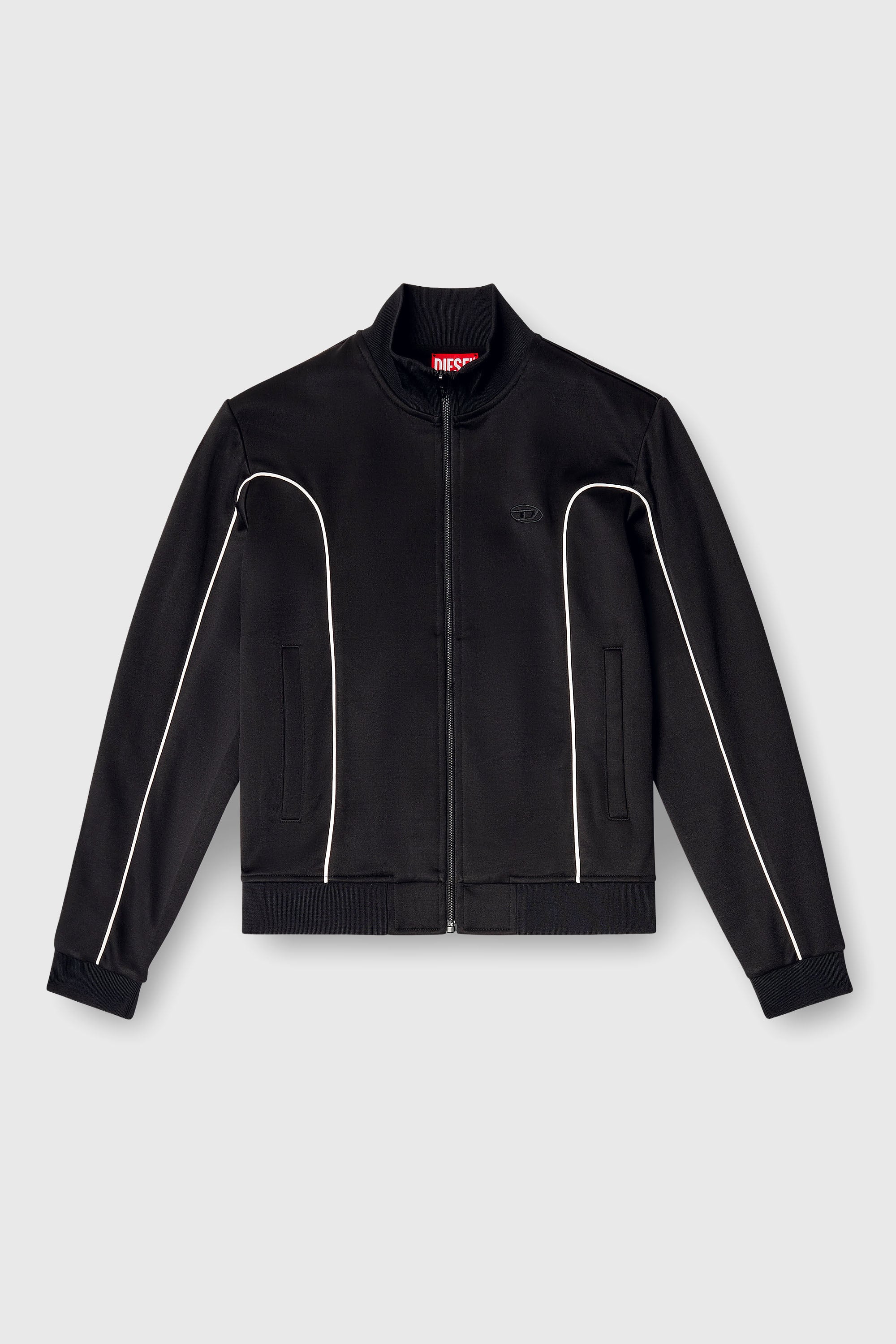 Diesel - F-LOCKING-OD, Damen Sweatjacke mit Kontrastpaspel in Schwarz/Weiss - 2