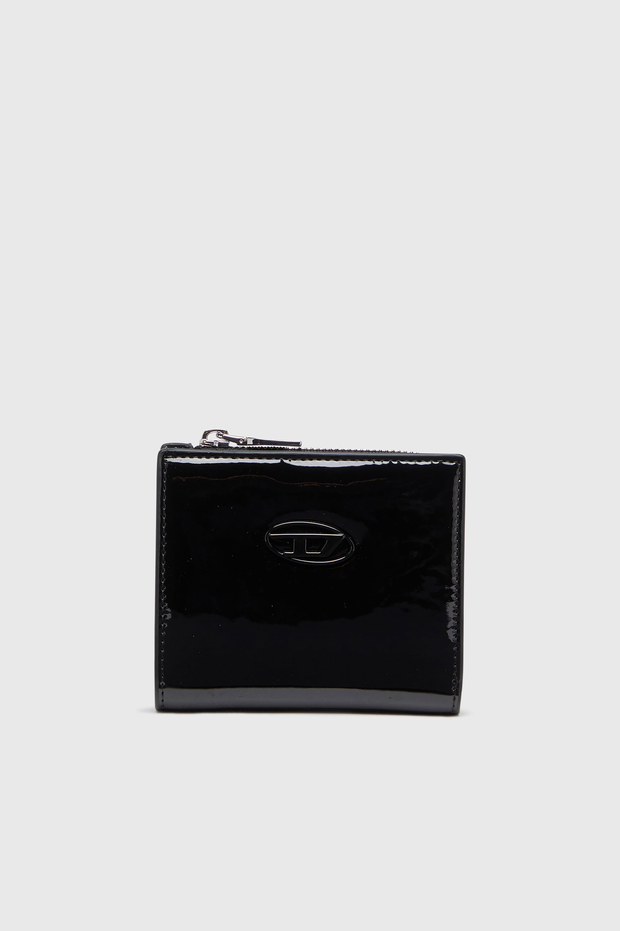 Diesel - PLAY BI FOLD ZIP L, Damen Faltportemonnaie aus gl&auml;nzendem PU in Schwarz - 1