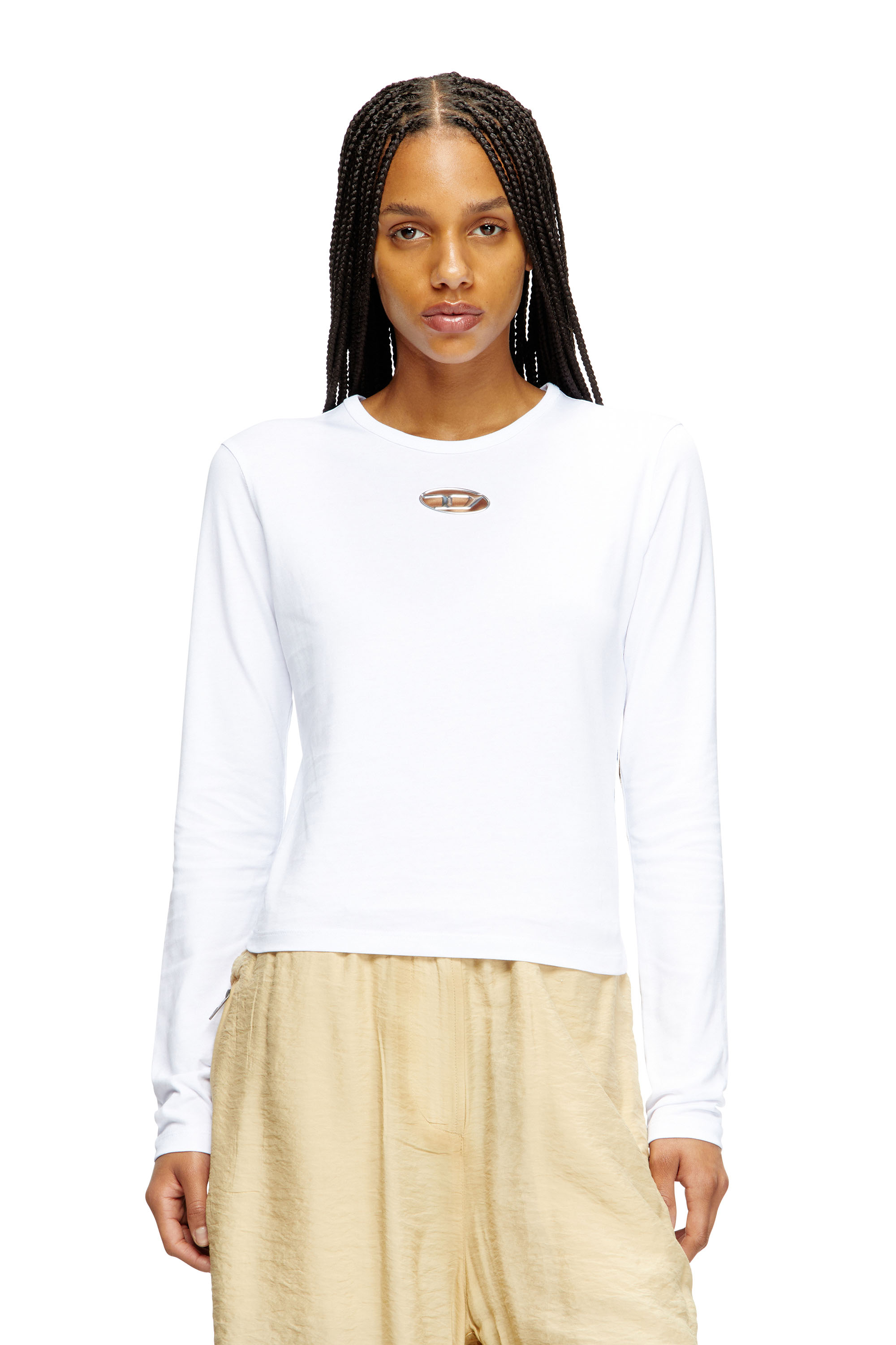 Diesel - T-UNCUTIE-LONG-LS-OD, Damen Langarm-Oberteil mit Oval D-Ausschnitt in null - 1