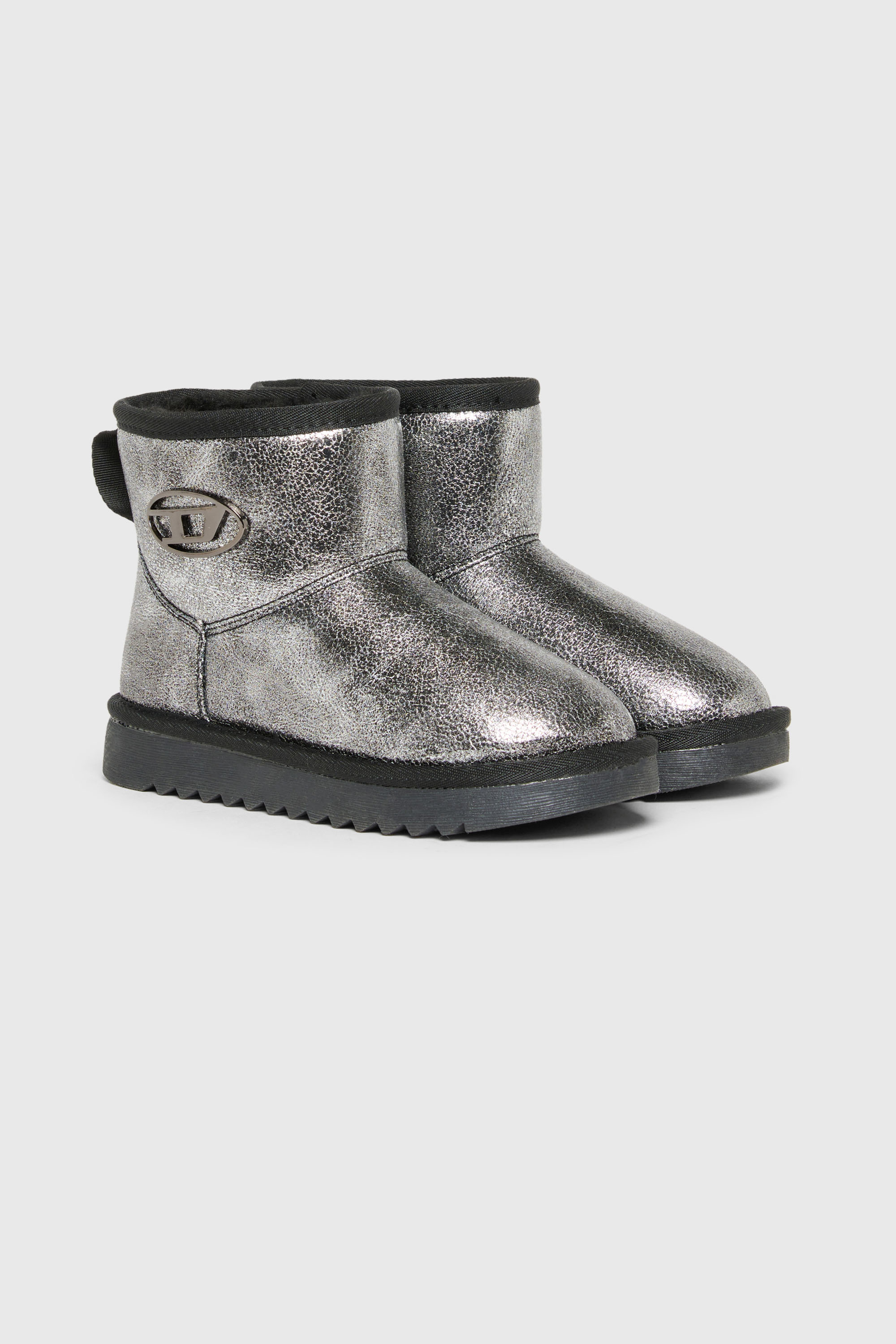 Diesel - D-DAATEN, Unisex D-Daaten - Metallische Stiefel mit Pl&uuml;schfutter in Silber - 2