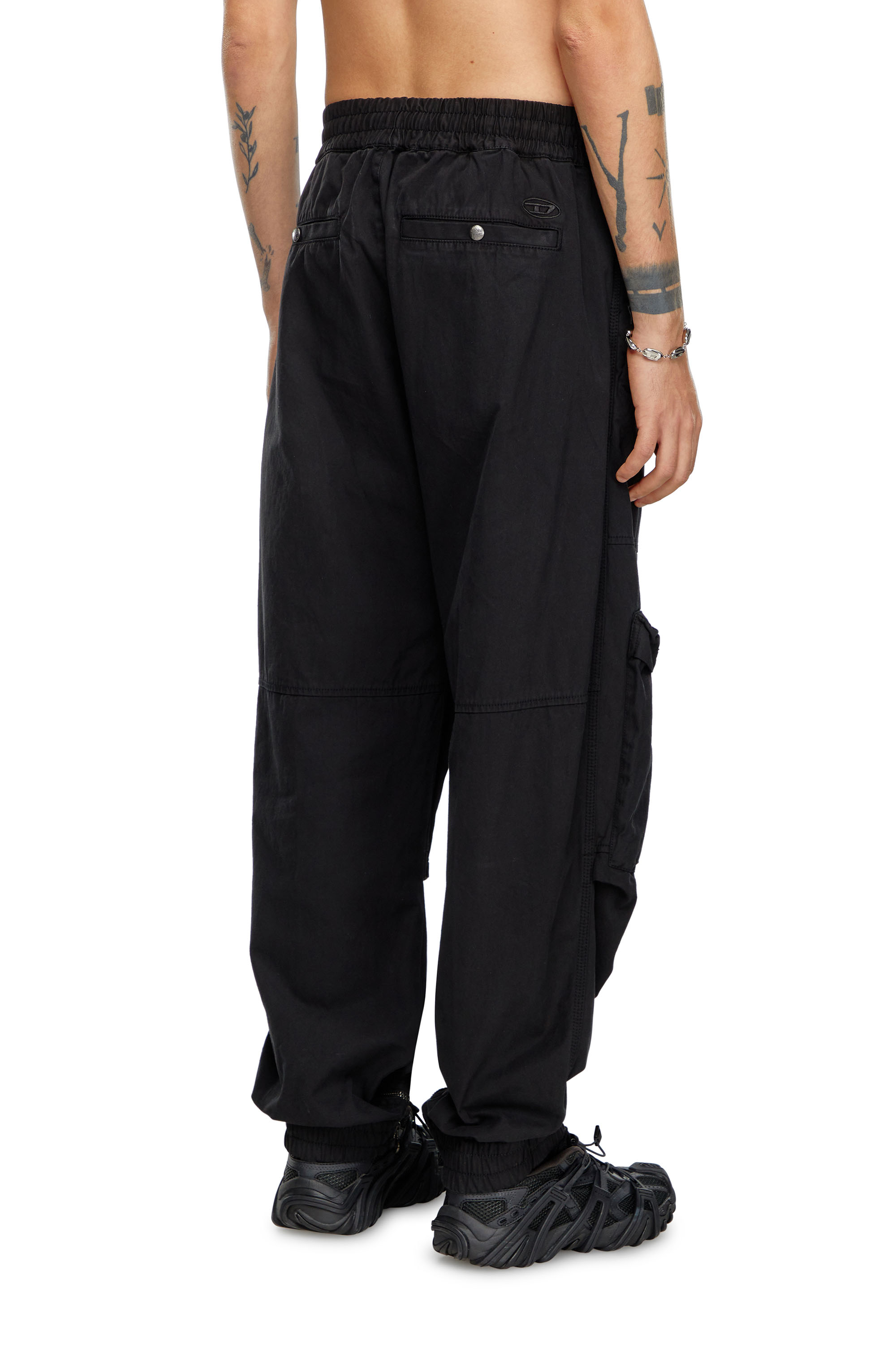 Diesel - P-BEECK, Man Cargo pants in faded organic cotton in Black - Image 3