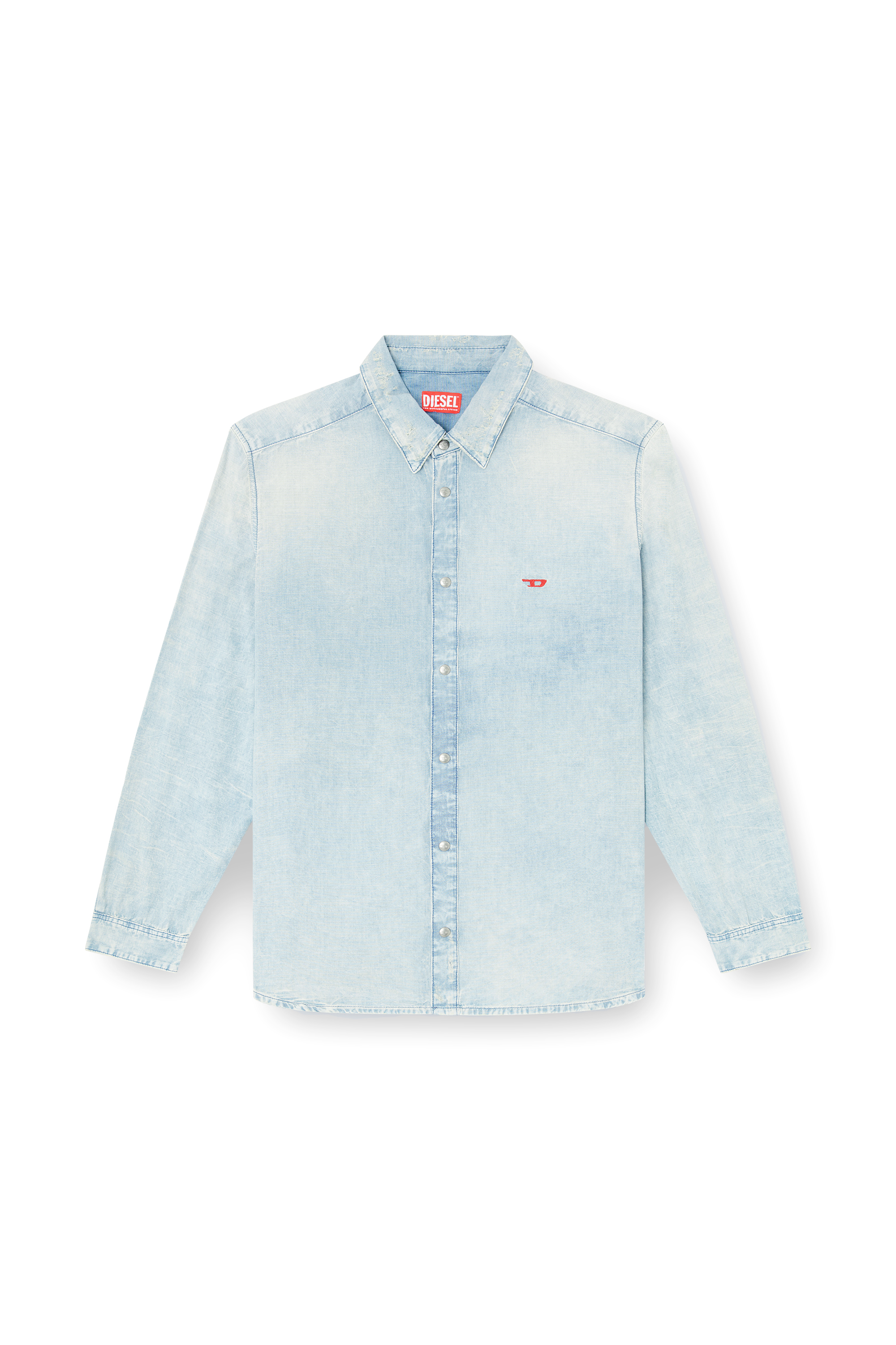 Diesel - D-SIMPLY, Herren Shirt aus Denim mit Bleich-Effekt in Hellblau - 3