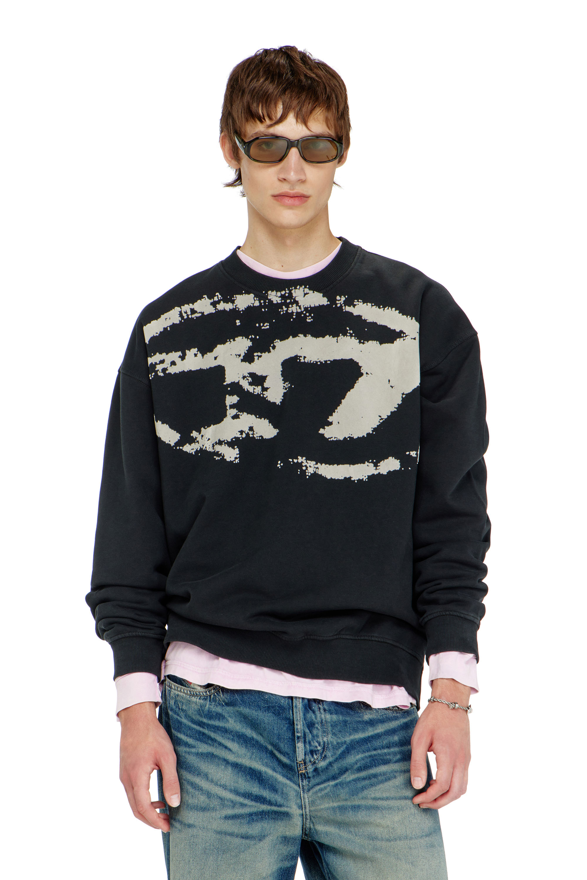 Diesel - S-BOXT-N5, Herren Baumwoll-Sweatshirt mit geflocktem Oval D in null - 1