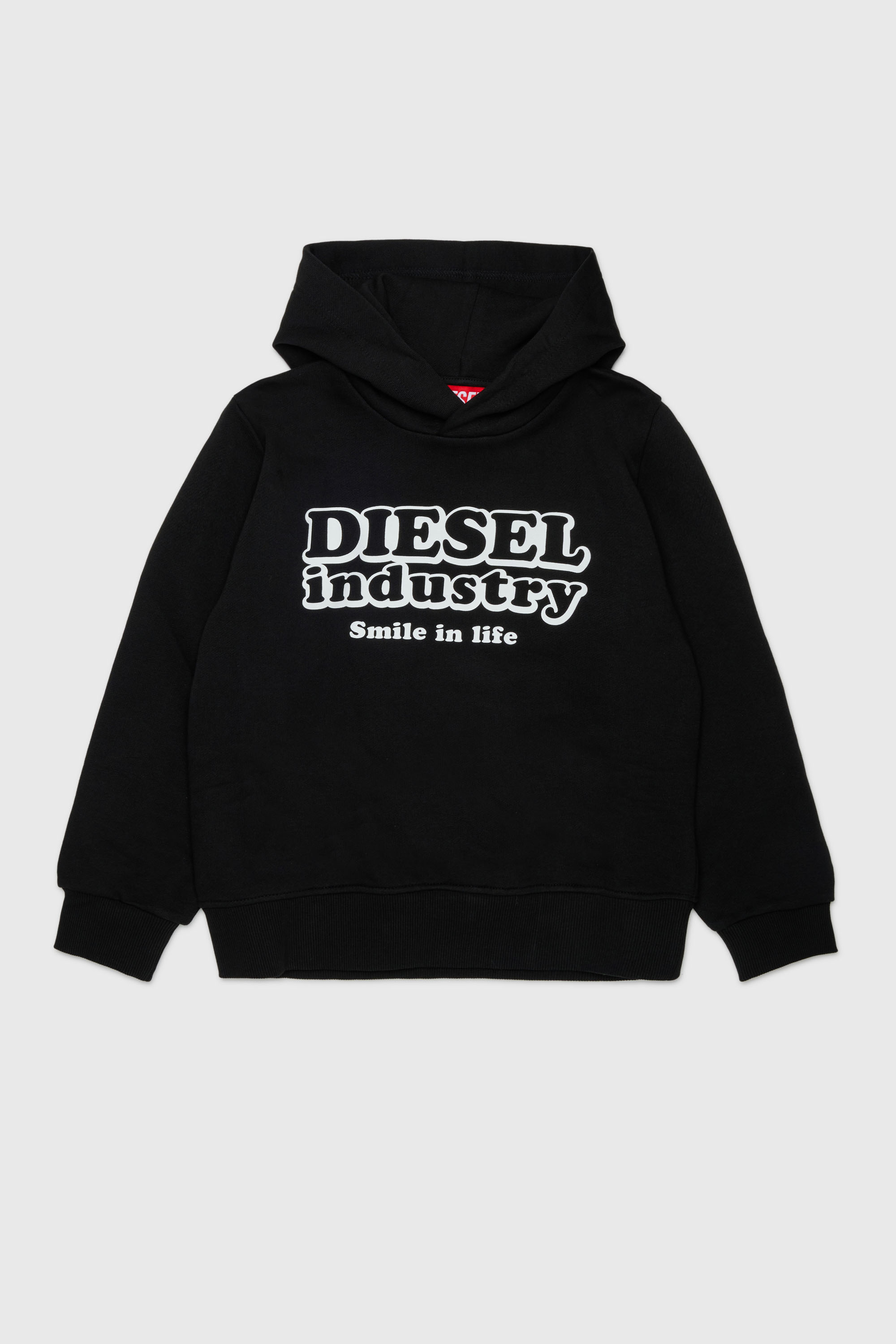 Diesel - SLODIMHOOD OVER, Herren Hoodie mit Diesel Industry Print in Schwarz - 1