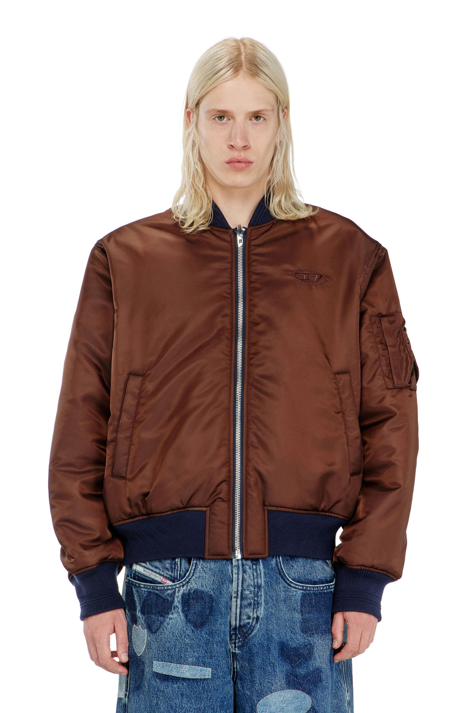 Diesel - W-TYPE-D1, Herren Gesteppte Bomberjacke mit Oval-D-Stickerei in Marineblau - 7