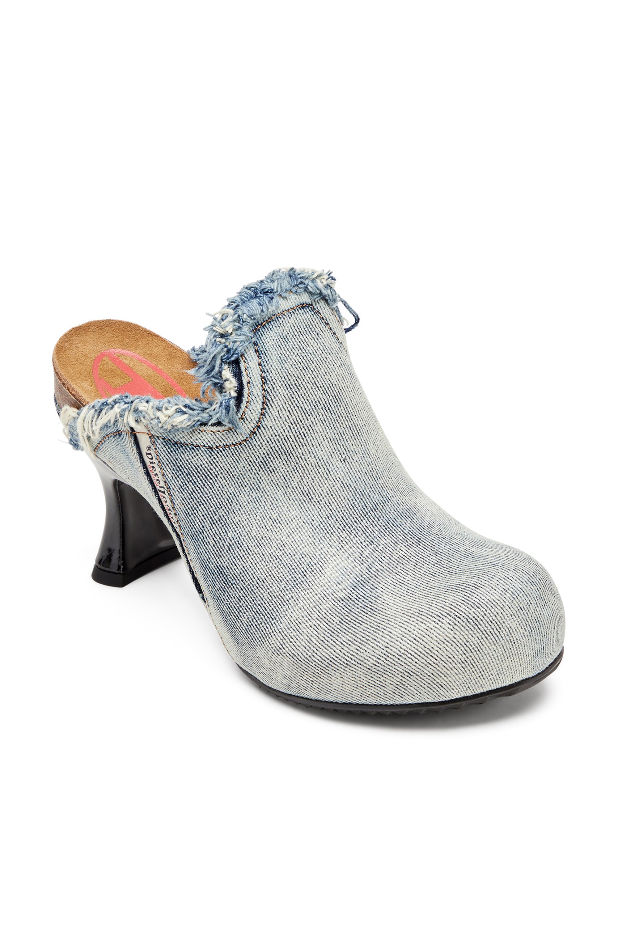 Diesel - D-WOODSTOCK ML W, Damen D-Woodstock-Pantoletten aus ausgefranstem Denim in Hellblau - 6