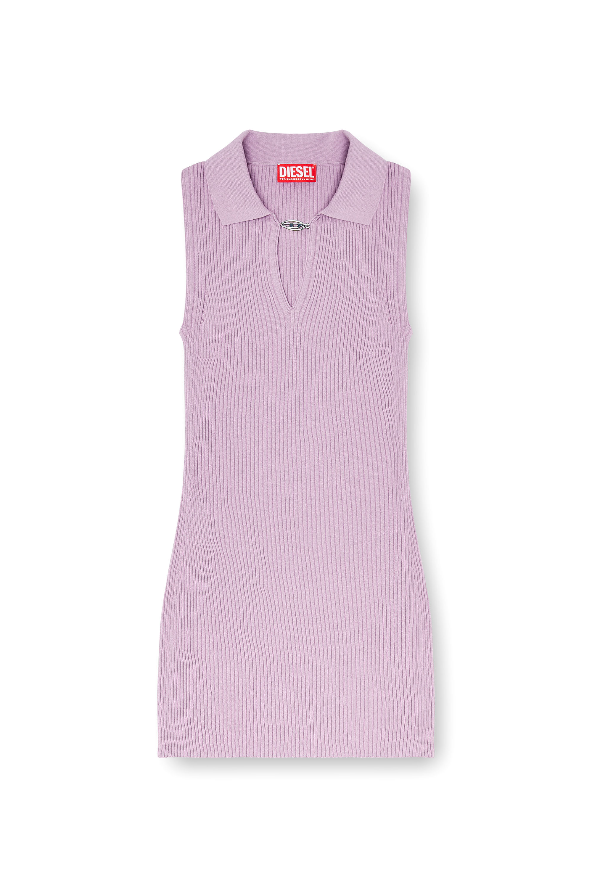 Diesel - M-LILMA, Damen Kurzes Polokleid aus Seidenmischung in Rippstrick in null - 1