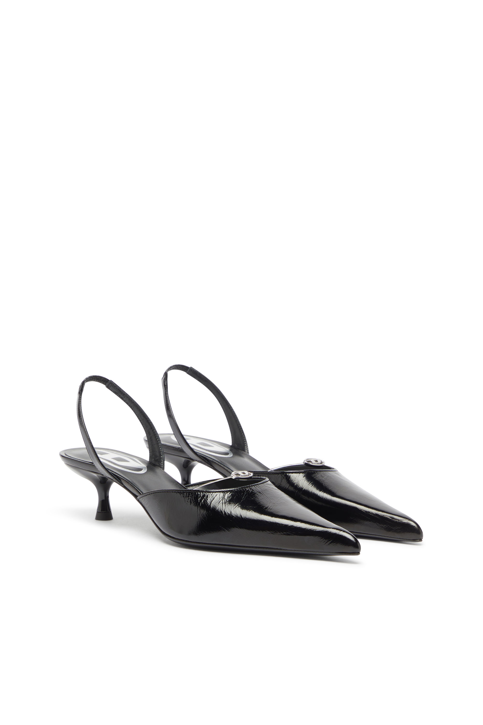 Diesel - D-JEWELS 40 D'OR, Damen D-Ten&Half - Lederslingbacks mit Oval D Schmuck in Schwarz - 2