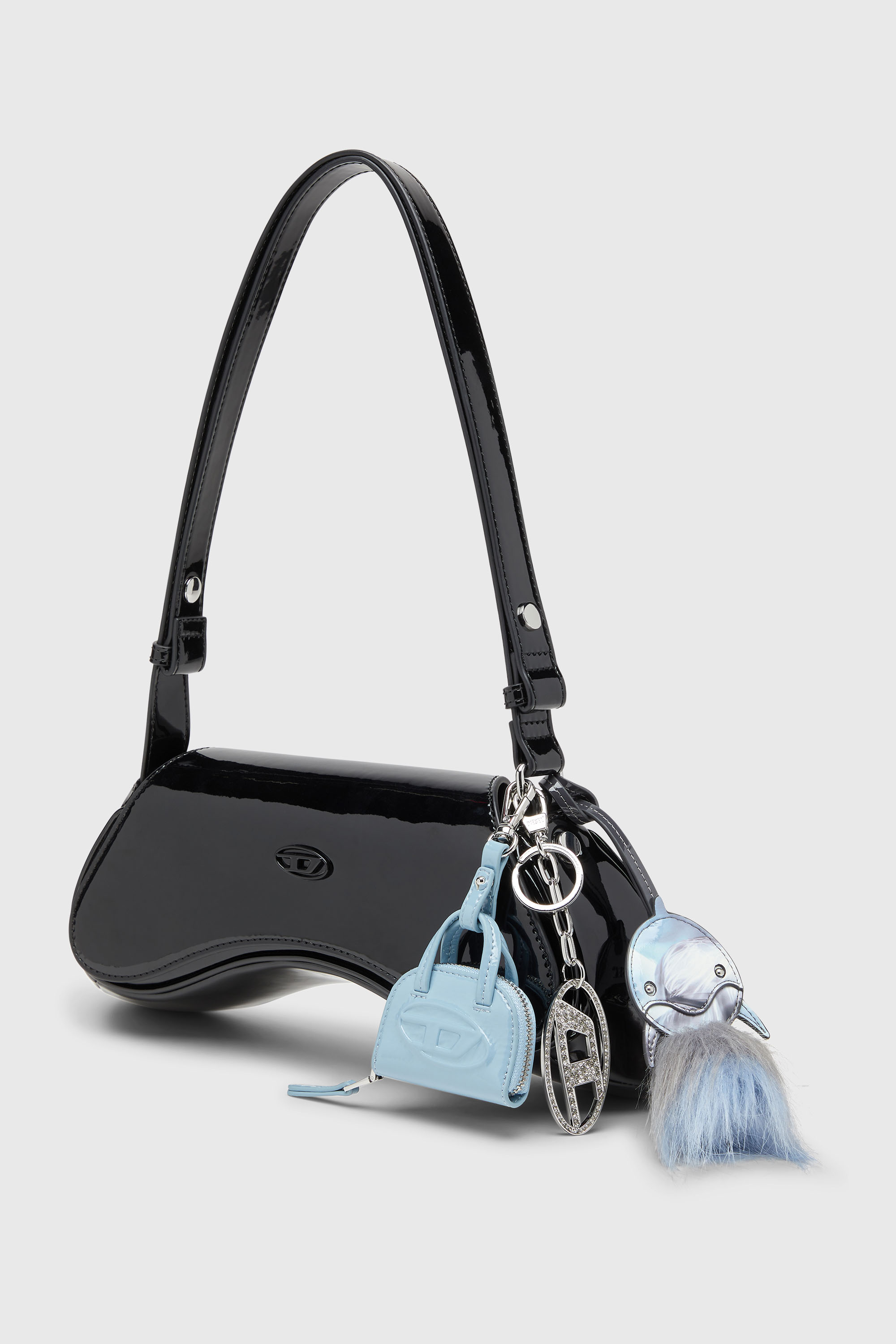Diesel - PLAY CROSSBODY, Damen Play-Gl&auml;nzende Crossbody-Tasche in Schwarz - 2