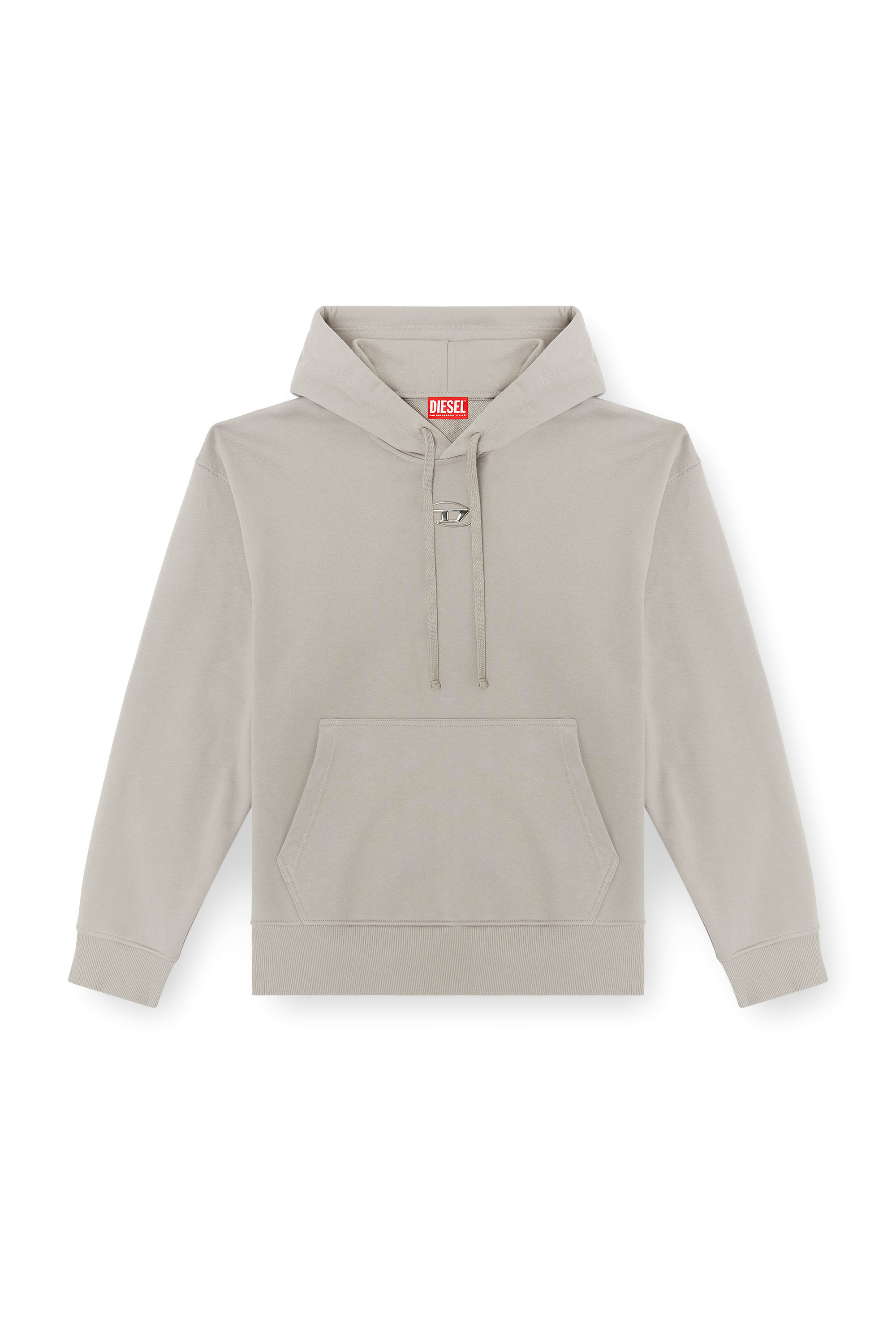 Diesel - S-MACS-HOOD-OD, Herren Hoodie in Übergröße mit Metallic-Logo in Grau - 3