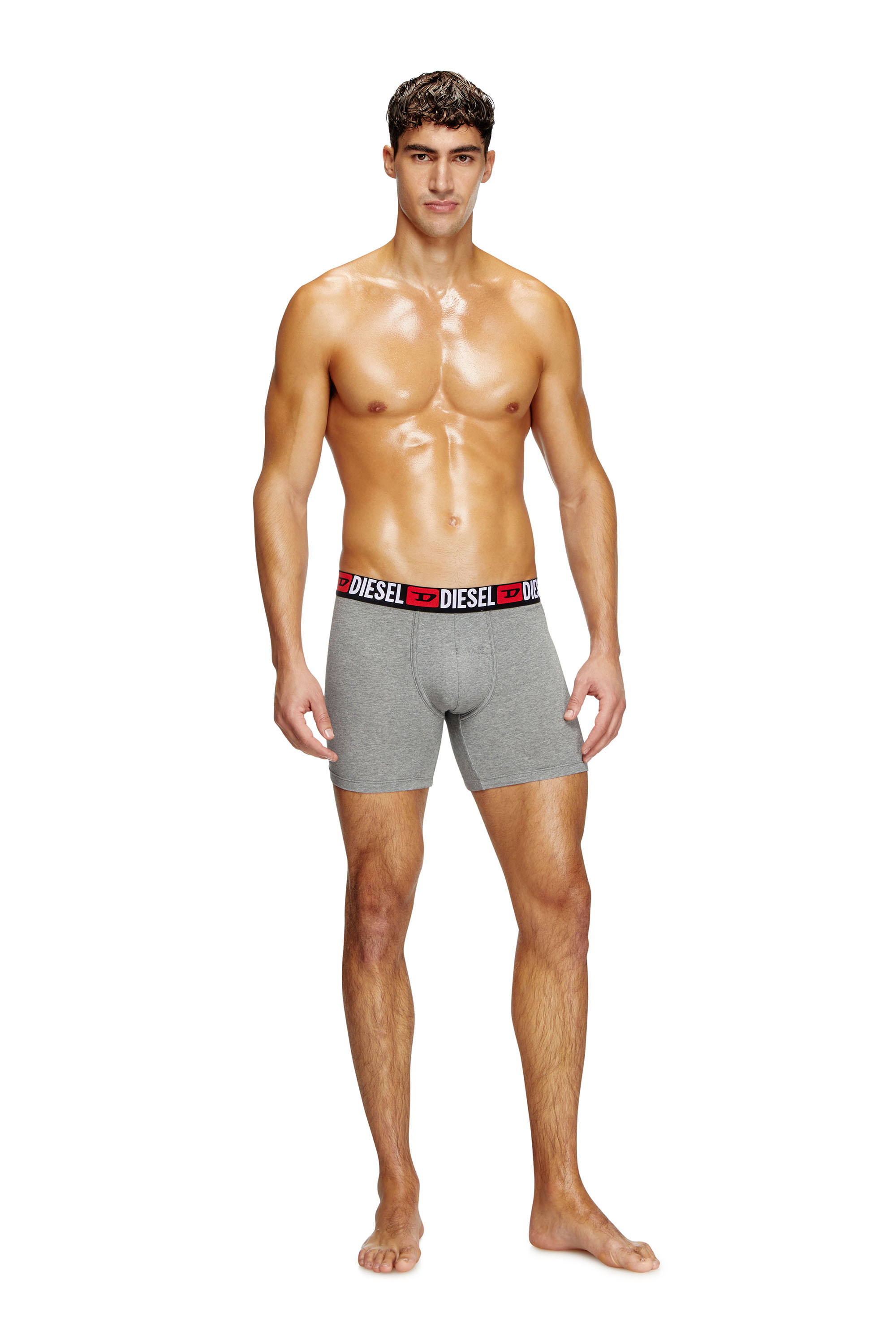 Diesel - MAX-D-CORE-3PACK, Herren Retropants im Dreierpack aus Baumwollstretch in Grau/Rot - 3