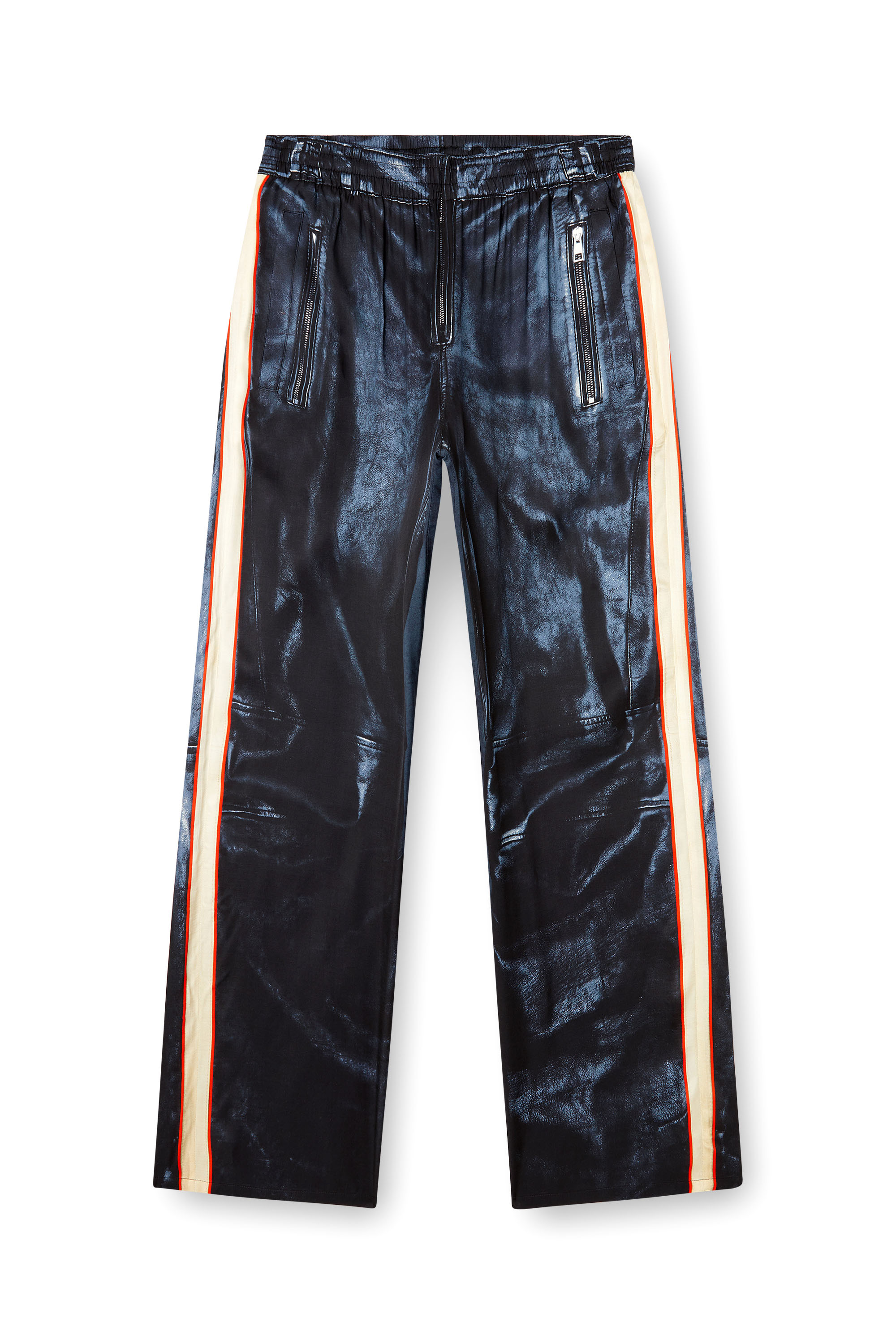 Diesel - P-THECKS-NMAN, Herren Hose aus Viskose mit Biker-Print in Schwarz/Blau - 2