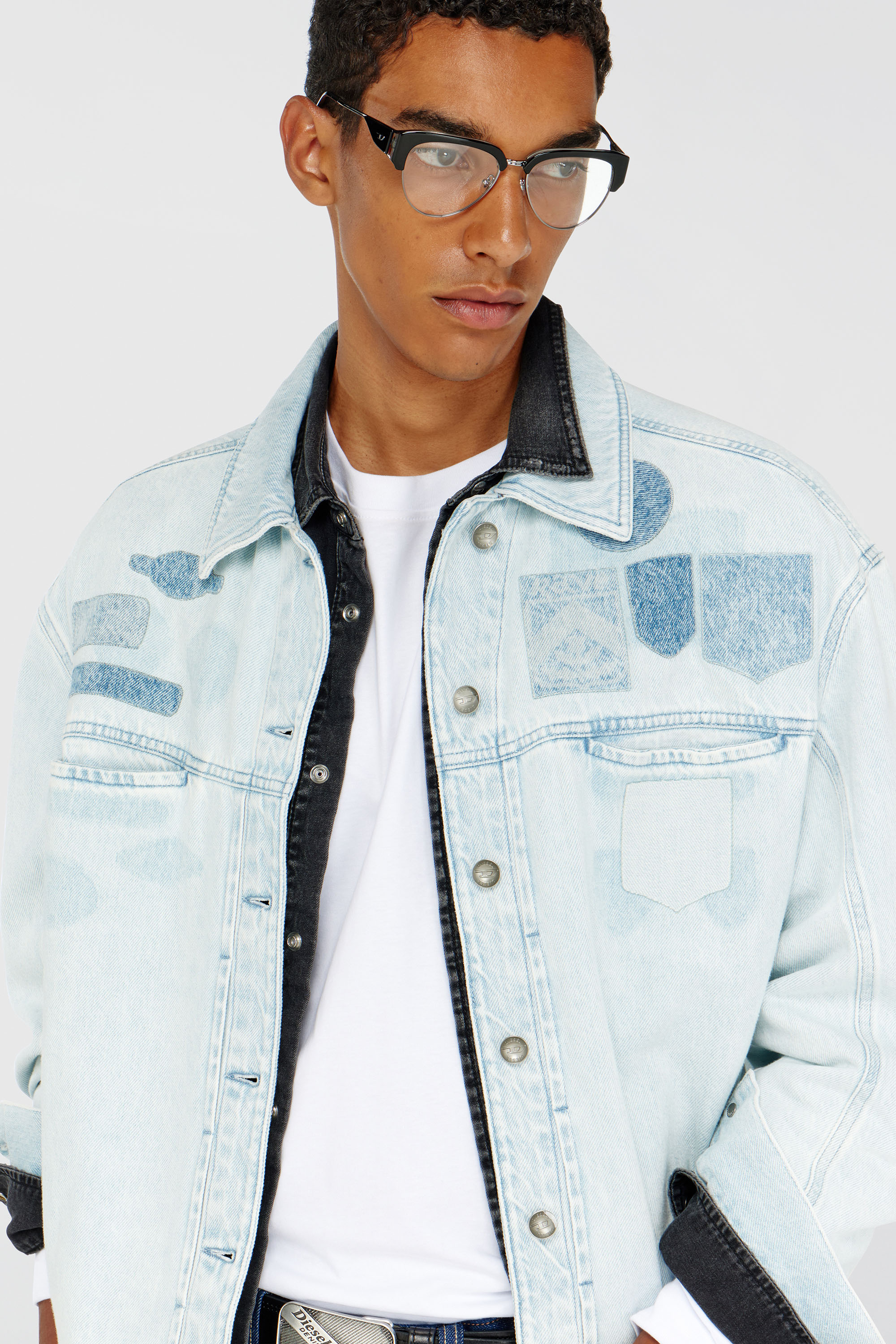 Diesel - D-RYMAVO-S, Unisex Denim overshirt mit patch-effekten in Hellblau - 5
