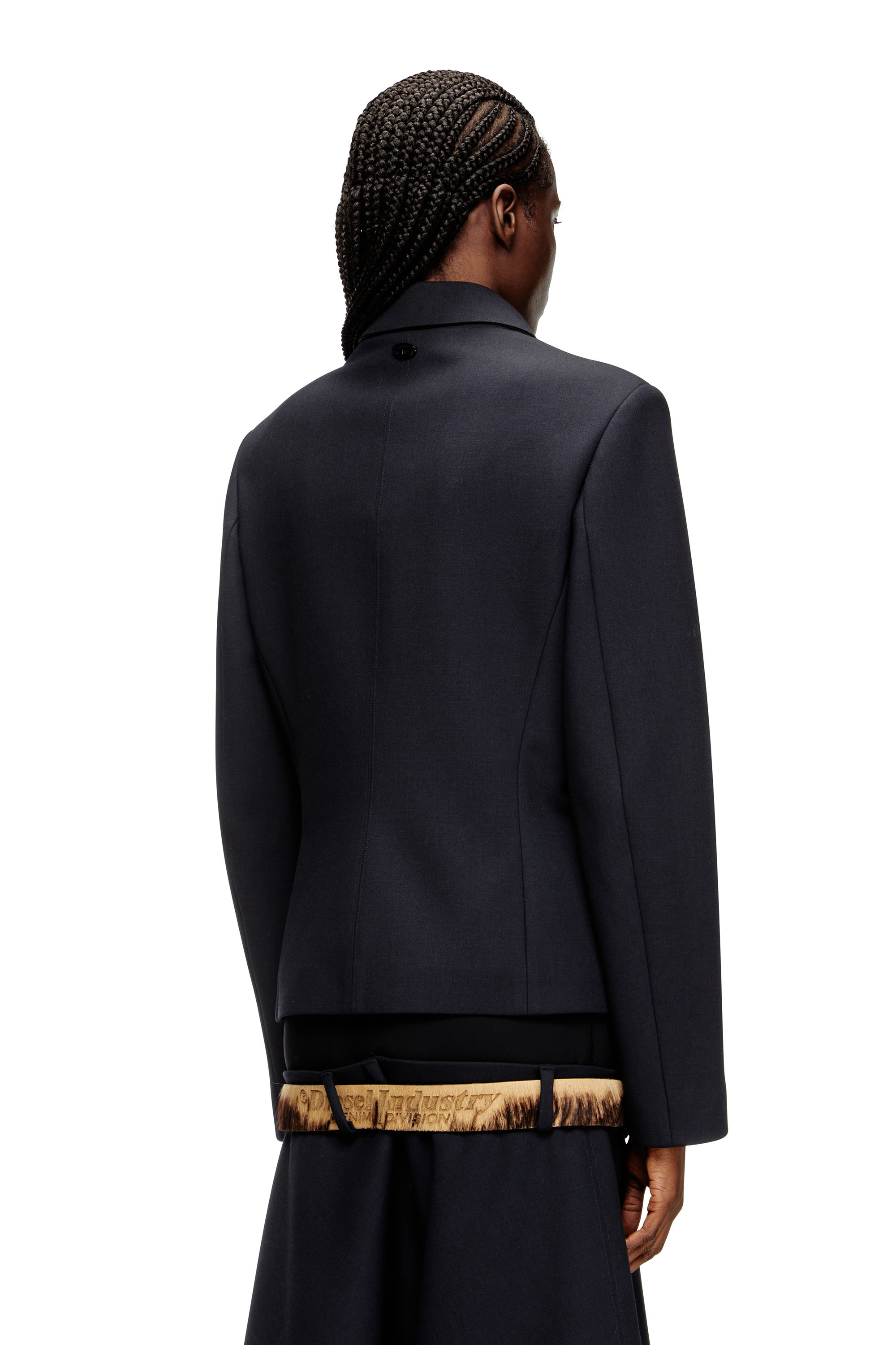 G-CESARA-BOND, Dark Blue Diesel - G-CESARA-BOND, Woman's Collared jacket in neoprene-bonded fabric in Dark Blue - 4