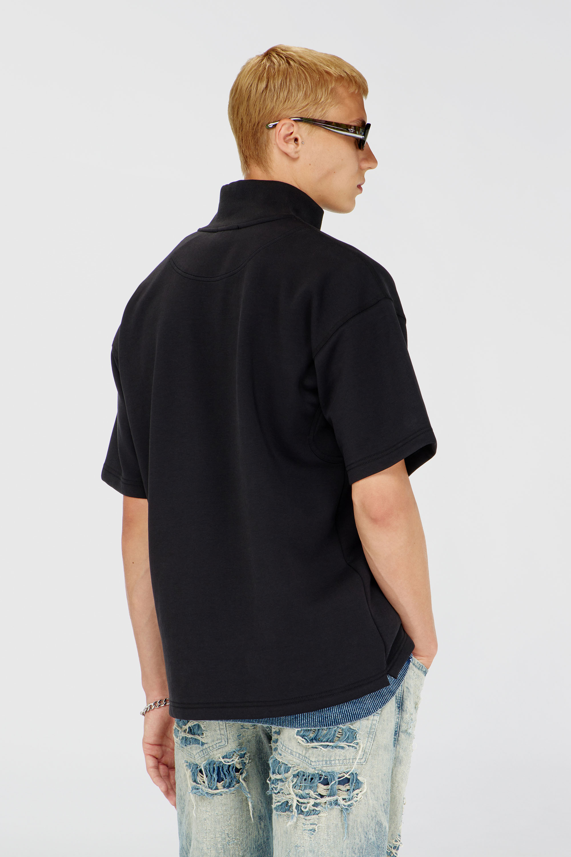 Diesel - S-CUBY, Herren Kurz&auml;rmliges Sweatshirt mit halbem zip aus leichtem Scuba in Schwarz - 4
