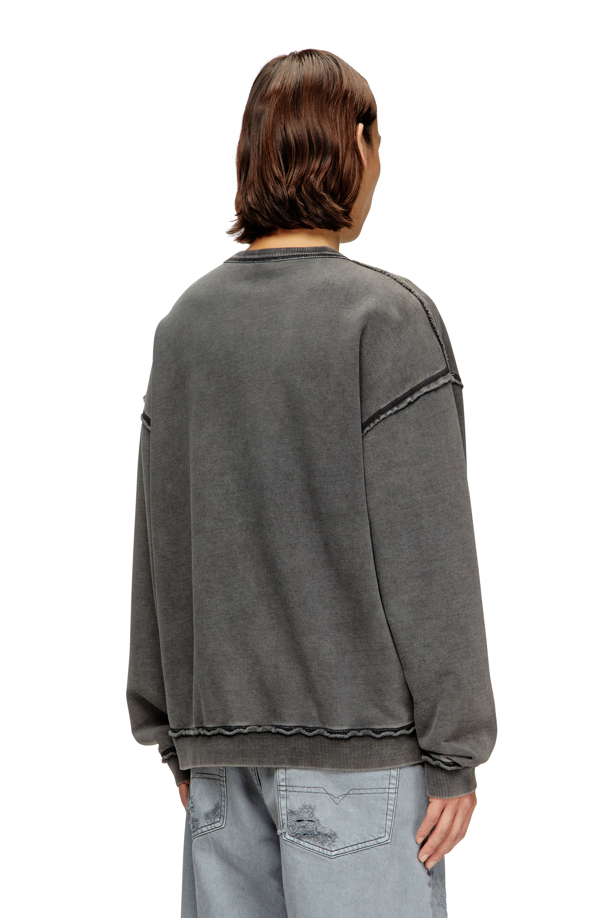 Diesel - S-BOXT-RAW-V1, Herren Baumwoll-Sweatshirt mit appliziertem Logo in Dunkelgrau - 4