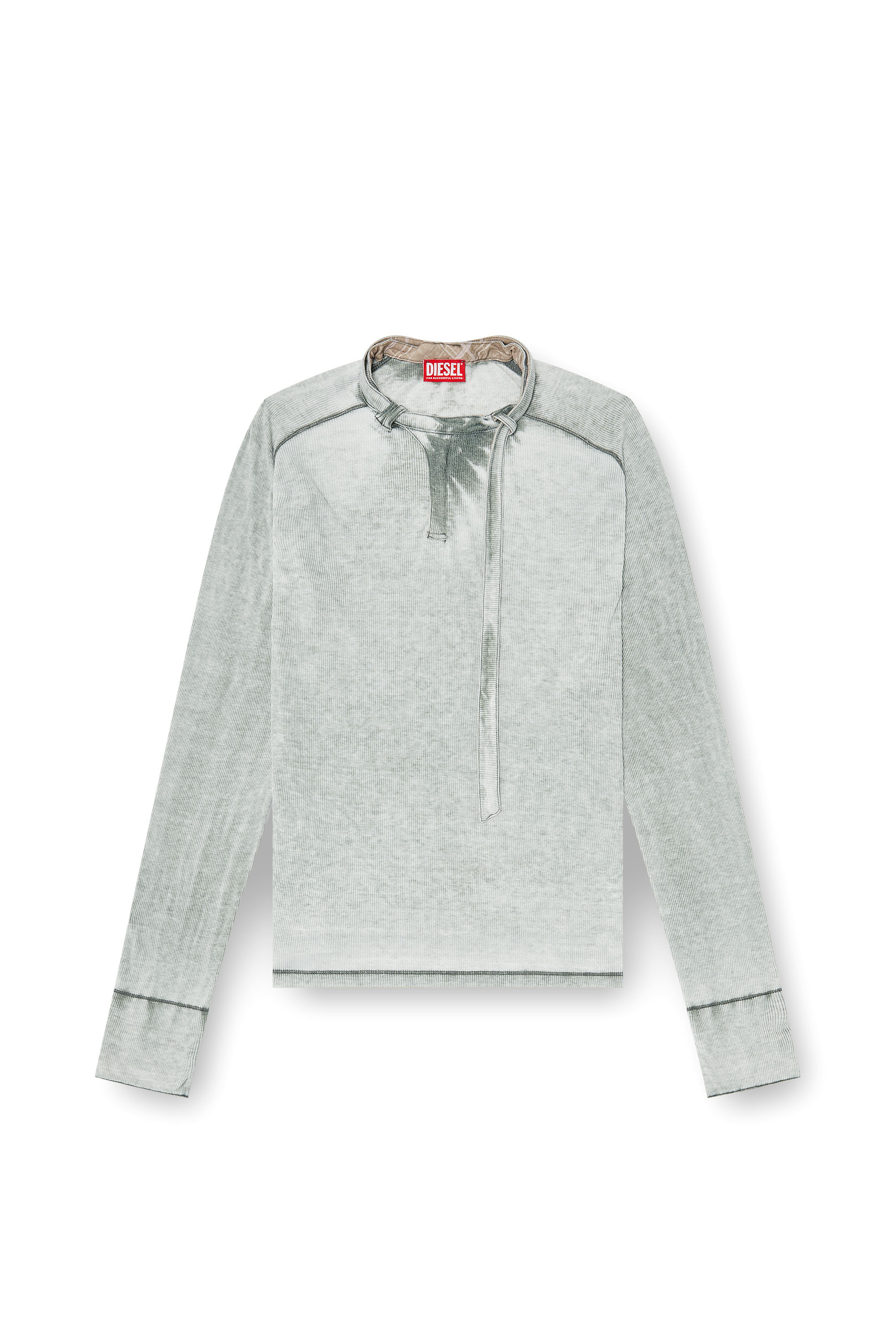 Diesel - T-GOHAN, Herren Ripp-Jersey-Top mit Biker-Halsband in Grau - 2